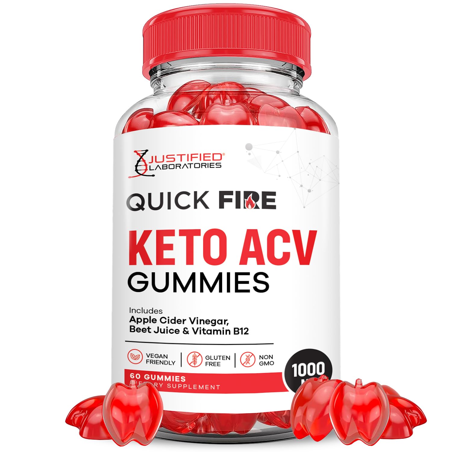 Justified Laboratories Quick Fire Keto ACV Gummies Gummy 60 Count