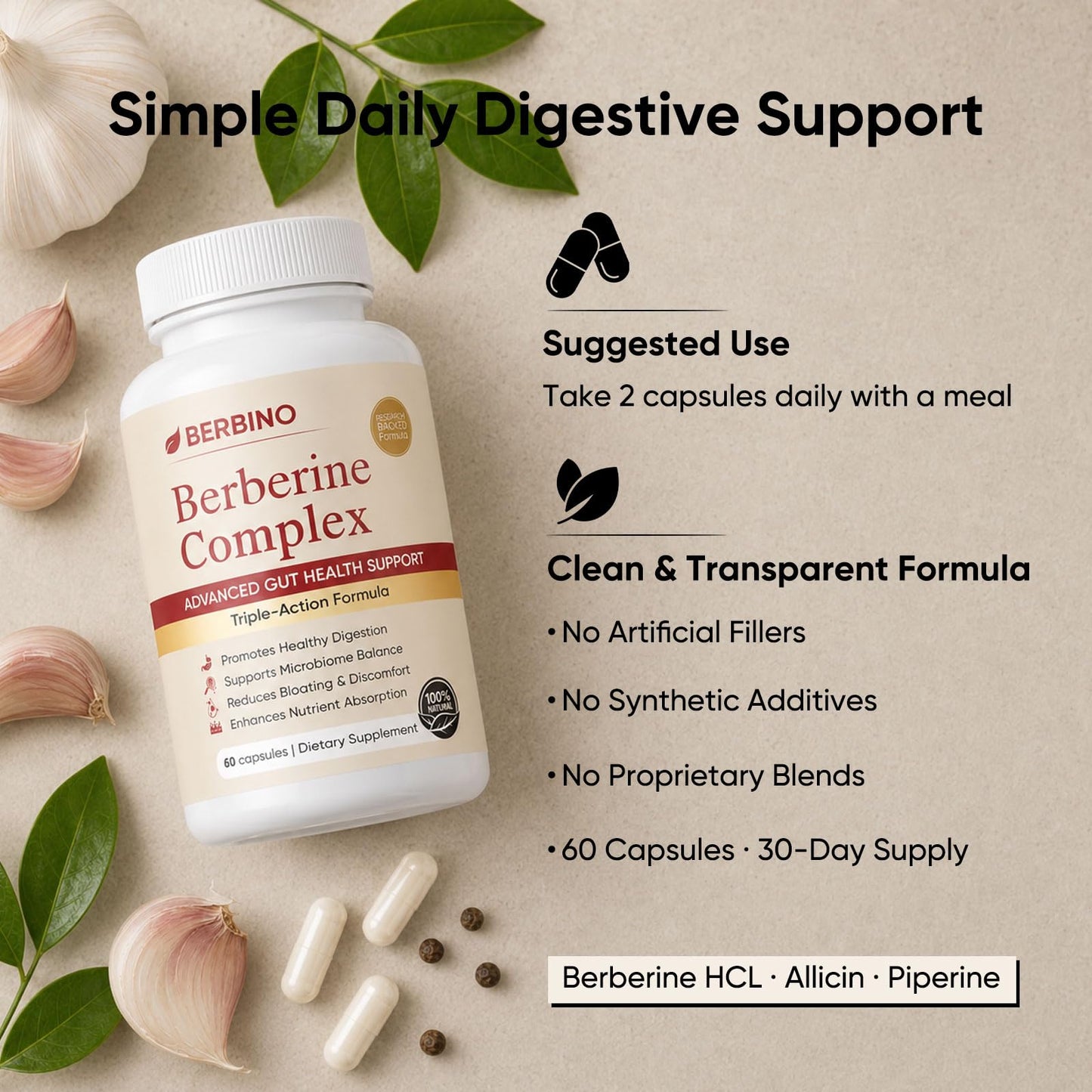PQYRXA BERBINO Berberine Complex Capsules, 60 Capsules