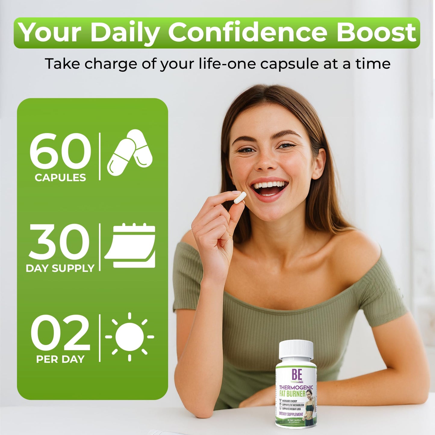 Brazilian Belle Thermogenic Fat Burner for Women Advanced Weight Loss Pills with Green Tea, Garcinia Cambogia & Natural Caffeine – Boost Energy, Support Fat Metabolism Capsules 60
