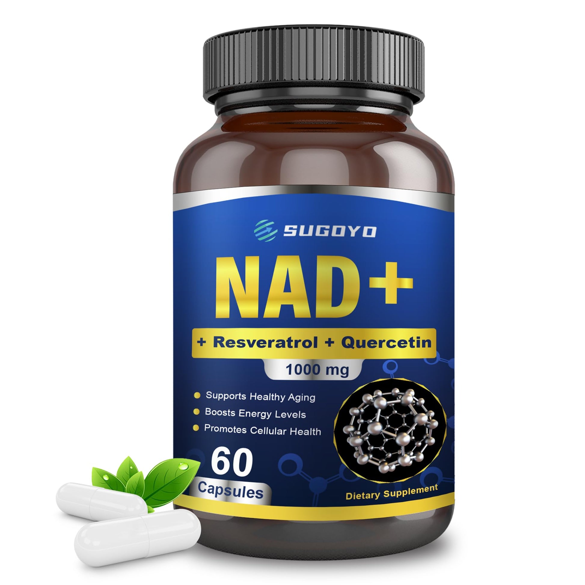 SUGOYO NAD+ Supplement 1000mg Liposomal Nicotinamide Riboside Capsule, 60 Count