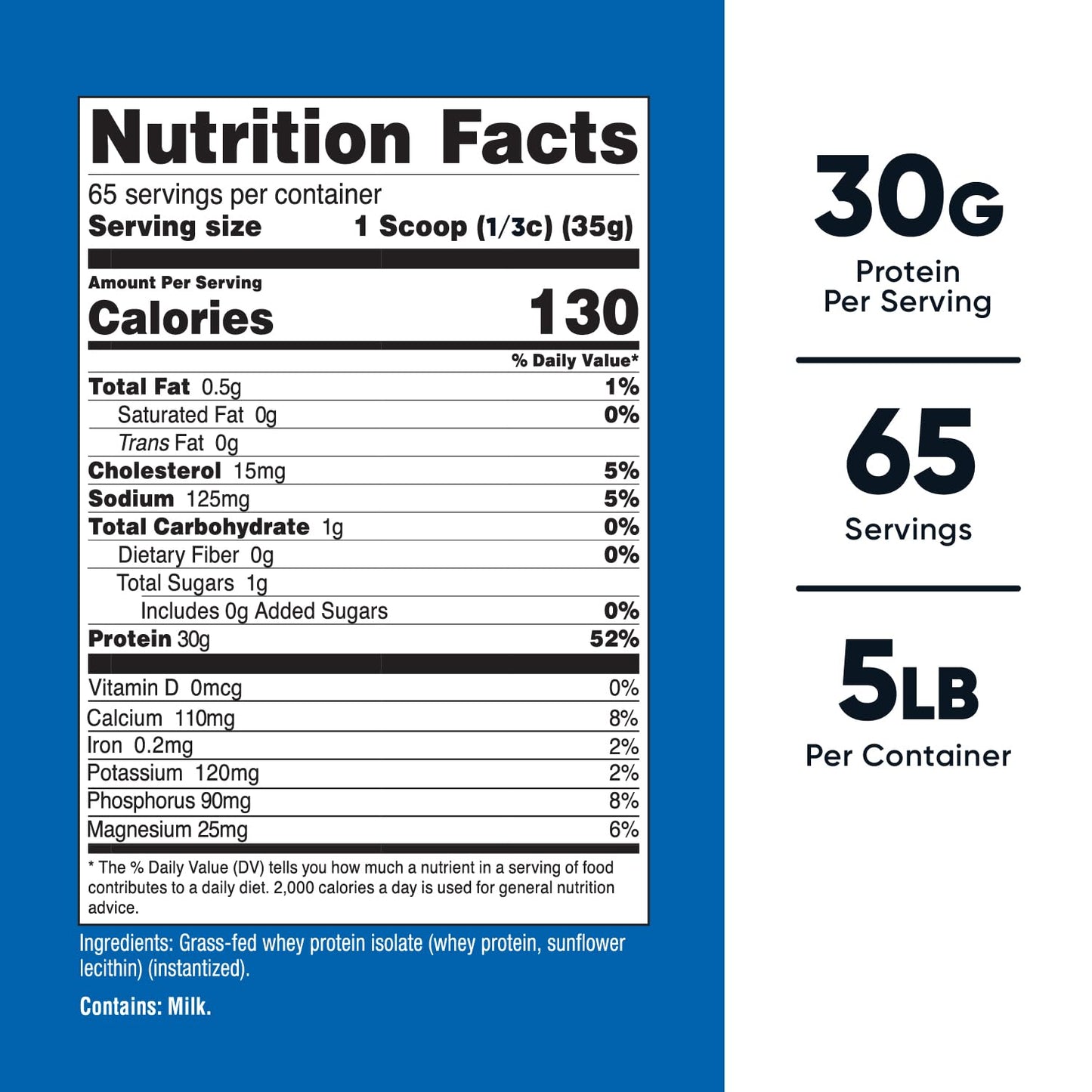 Nutricost Grass-Fed Whey Protein Isolate Powder 80