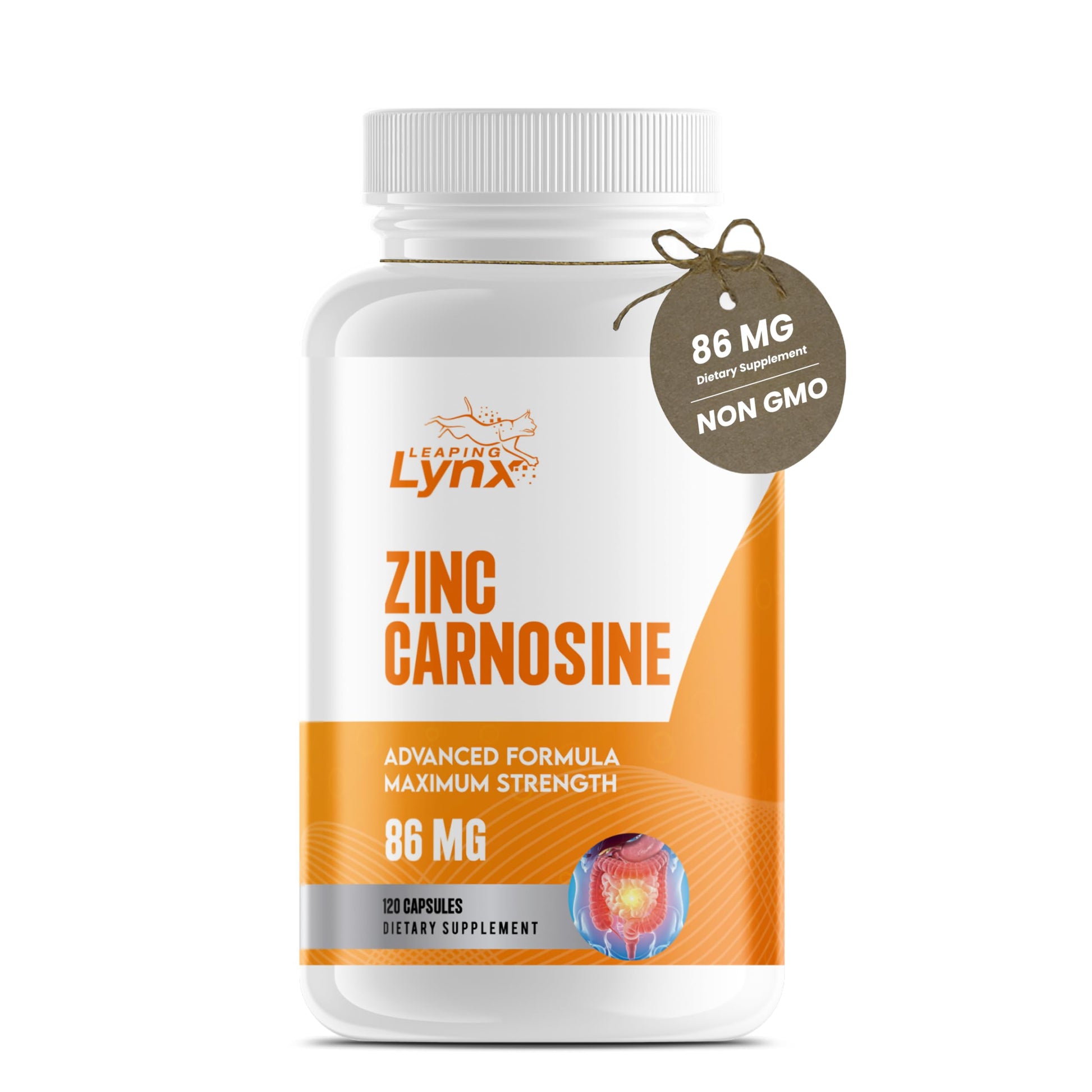 Leaping Lynx Zinc Carnosine 86 mg – Clinically Studied Zinc + L-Carnosine Complex for Gut Lining & Stomach Support Capsule, 120 Count