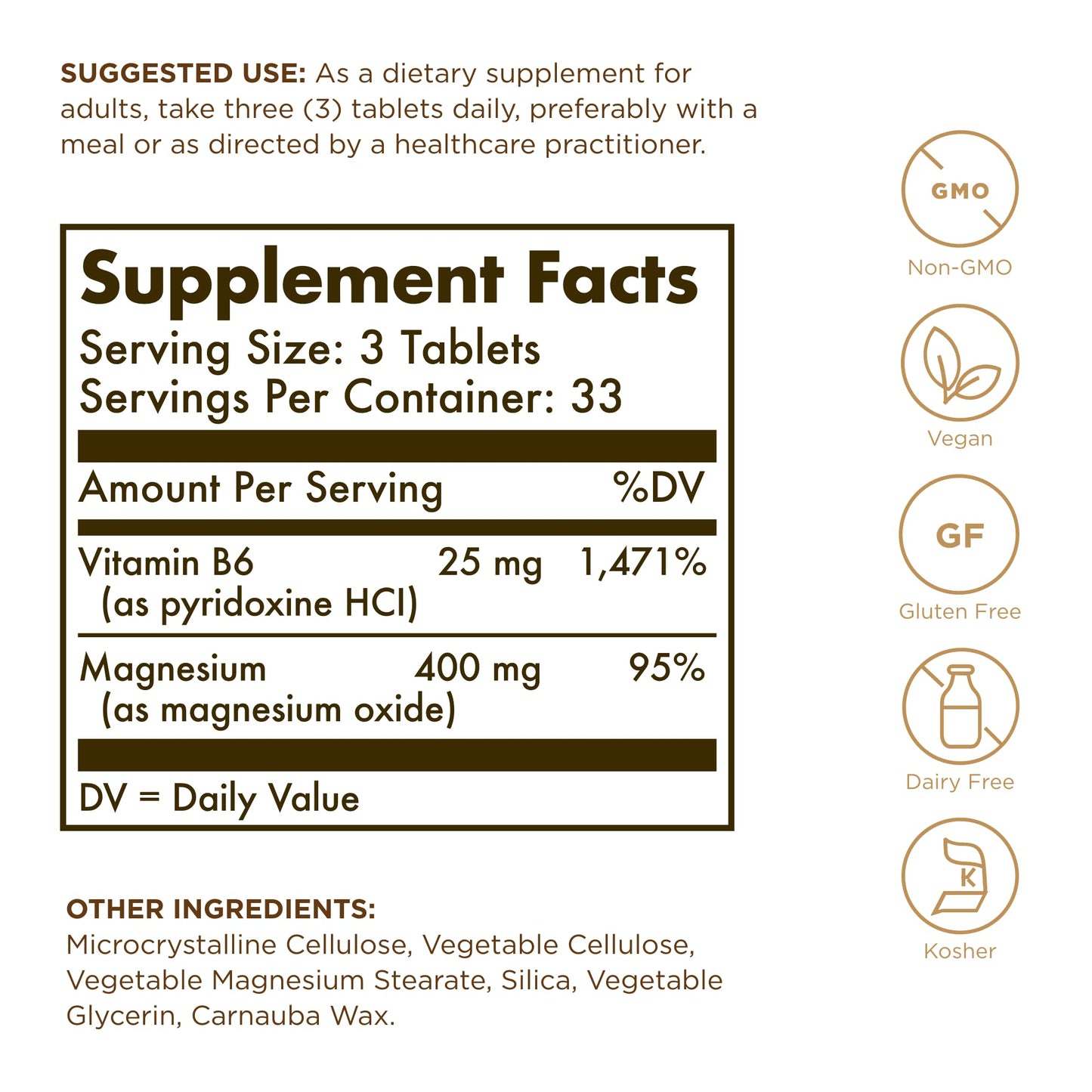Solgar Magnesium Tablets 100 Tablets