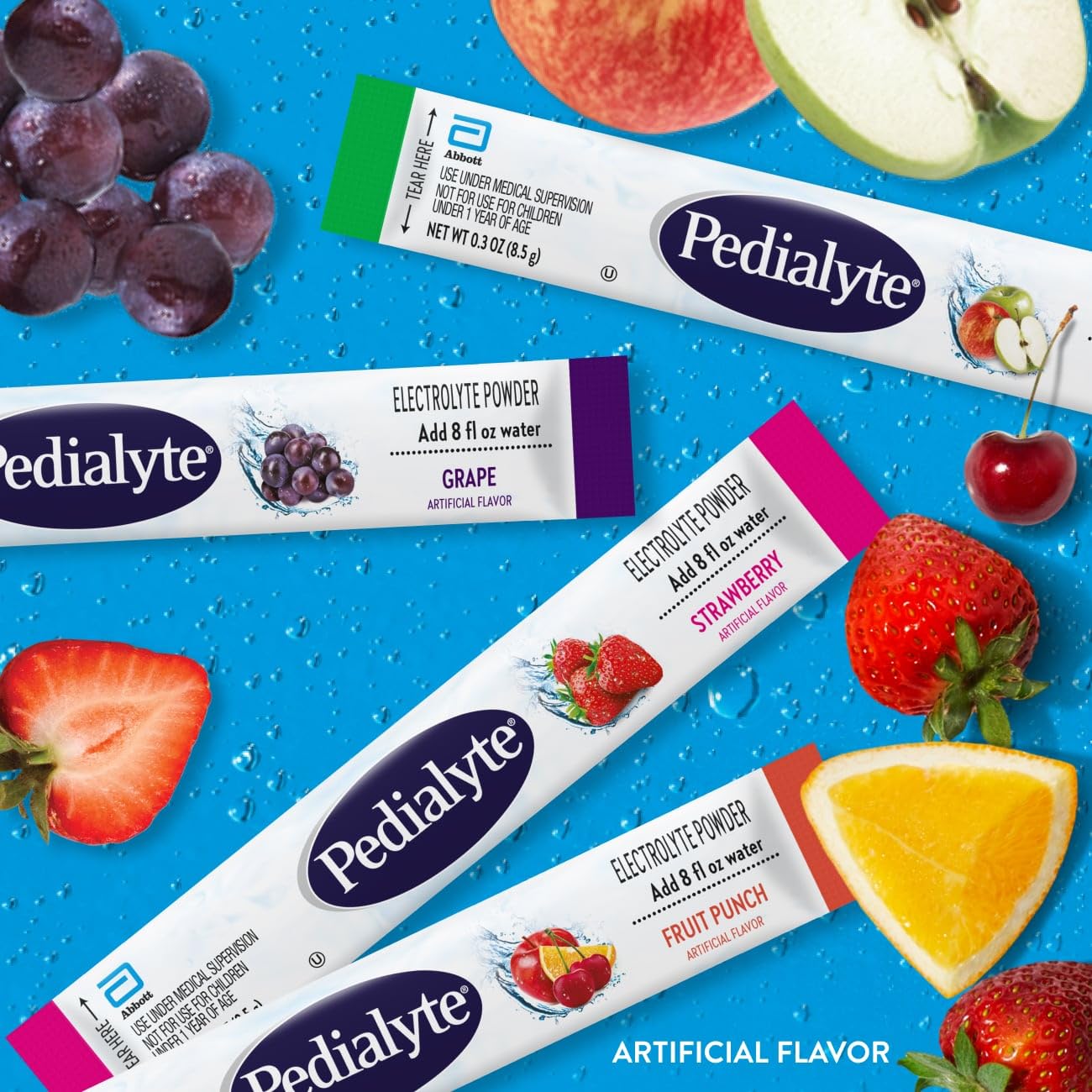 Pedialyte Electrolyte Powder Packets, On-the-Go Hydration Variety Pack, 8 Count
