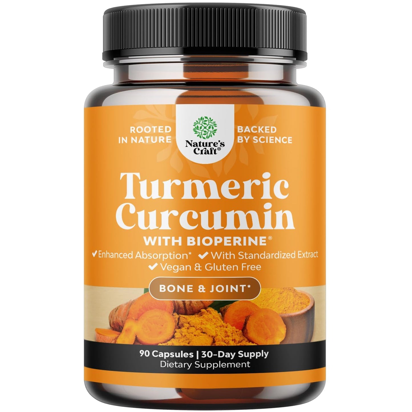 Natures Craft Turmeric Curcumin with Black Pepper Extract Capsules, 90 Capsules