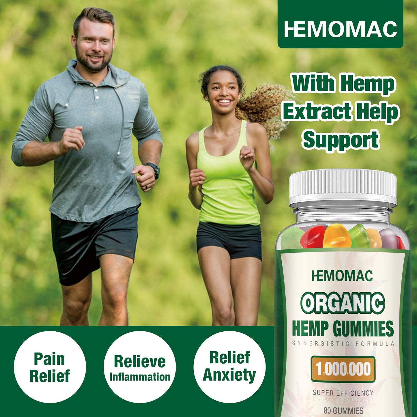 HEMOMAC Organic Hemp Gummies High Potency, Gummy, 240 Count