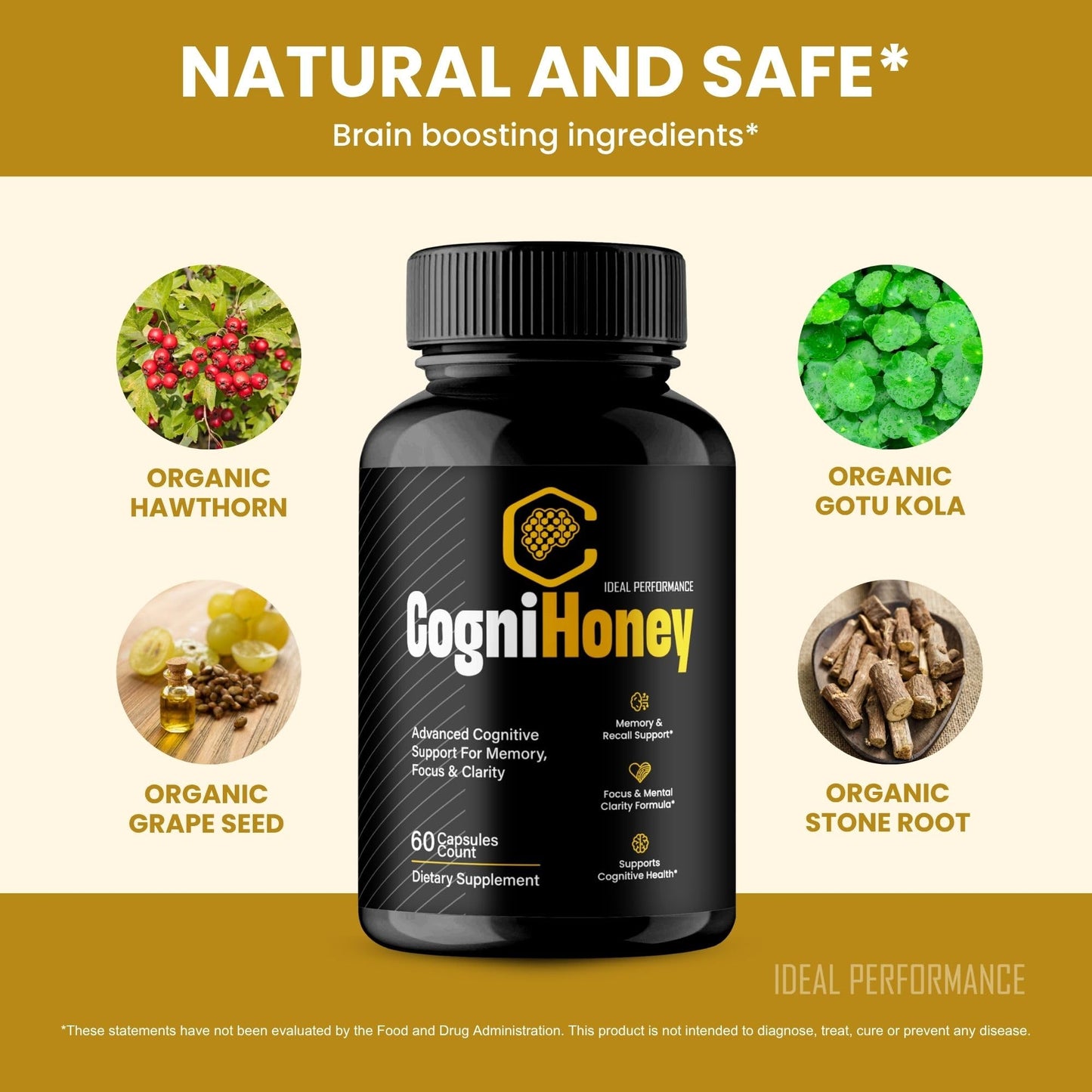 IDEAL PERFORMANCE CogniHoney Capsules, 300 Capsules