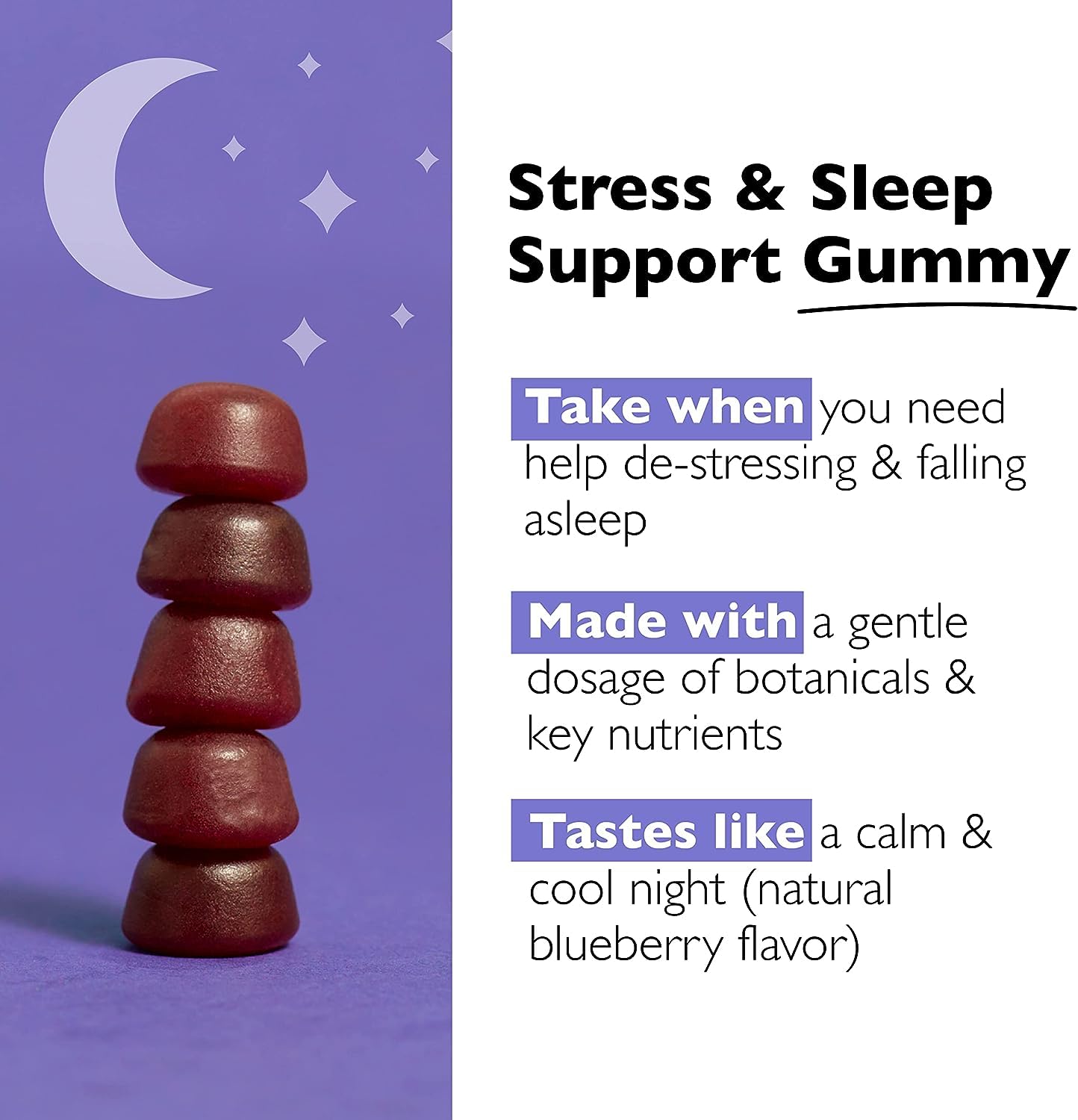 RESCUE Bach Plus Sleep & Stress Support Gummies, Nighttime Dietary Supplement with 1mg Melatonin, Ashwagandha, Chamomile, Lavender & Vitamin B6, Natural Blueberry Flavor, Vegan & Gluten-Free, 3 Pack