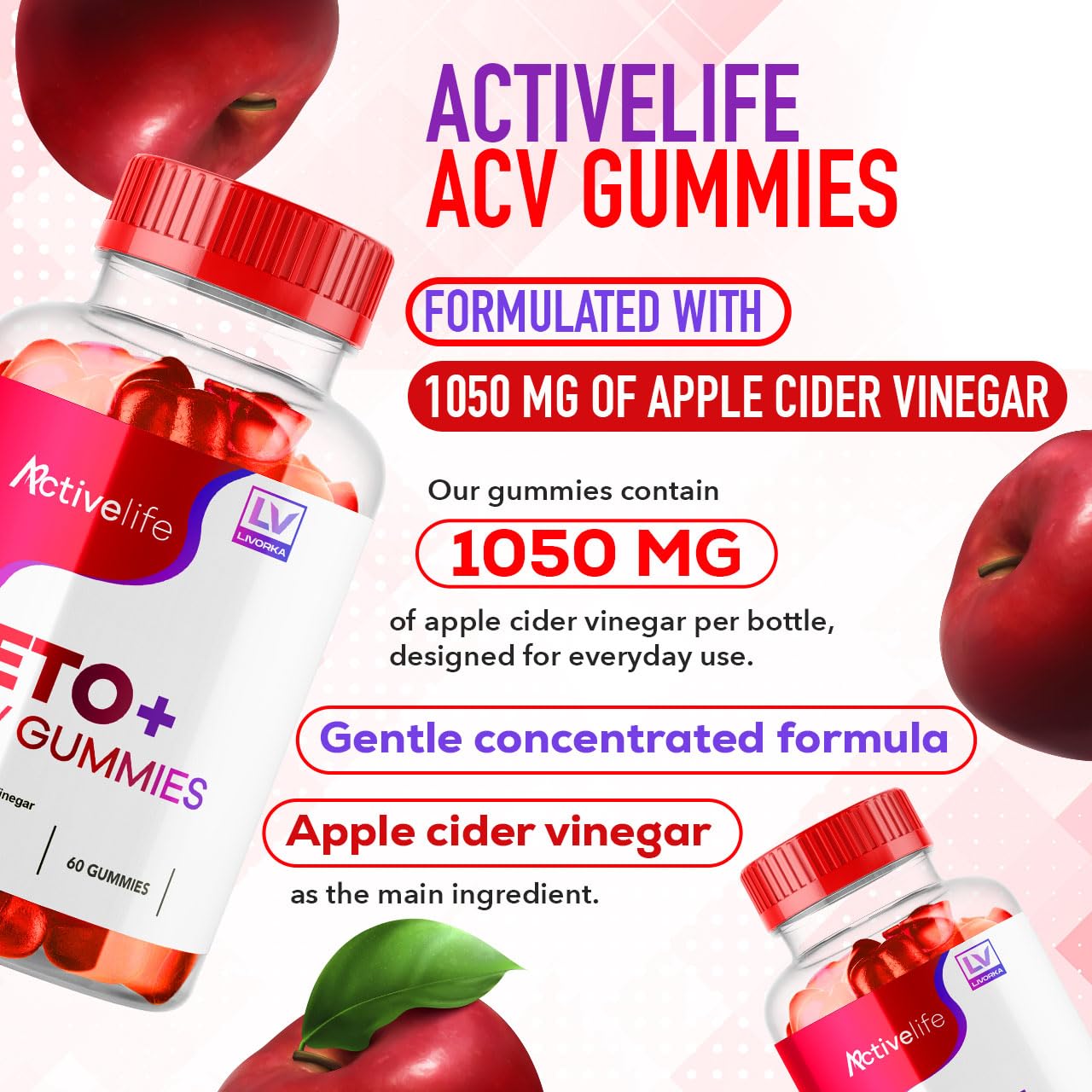 LIVORKA ActivLife Keto ACV Gummies, 180 Count