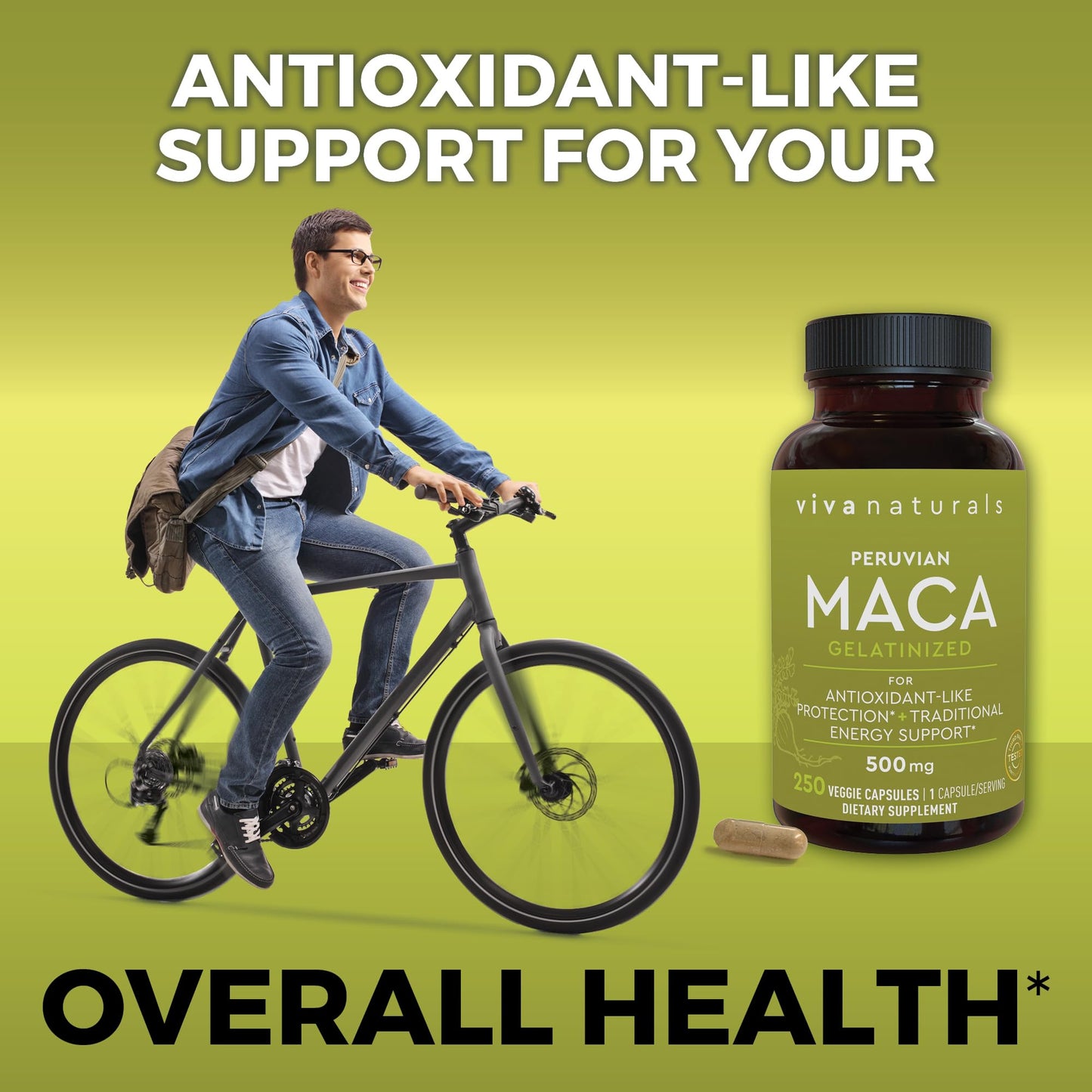 Viva Naturals Peruvian Maca Root Supplement 500mg Capsules 250 Count