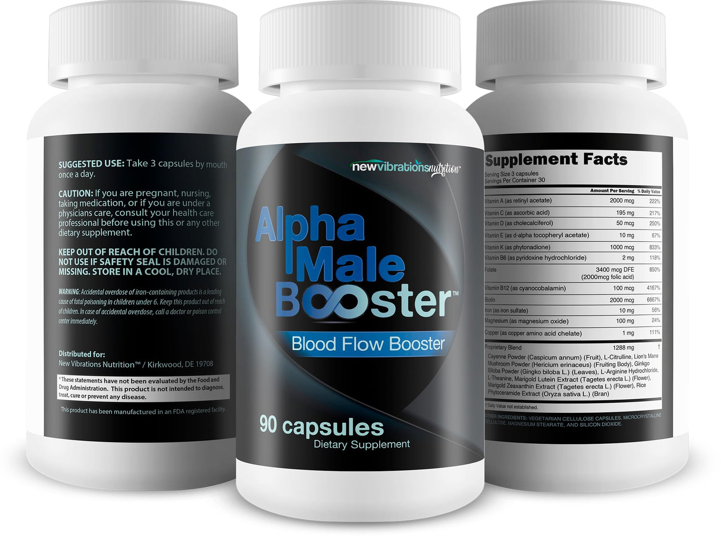 New Vibrations Nutrition Alpha Male Booster Capsule 90 Count
