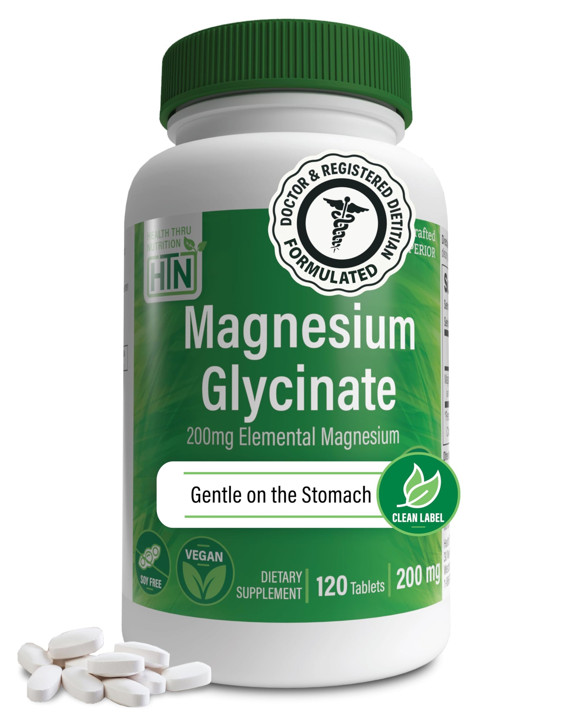 Health Thru Nutrition Magnesium Glycinate 200mg Elemental Tablets 120