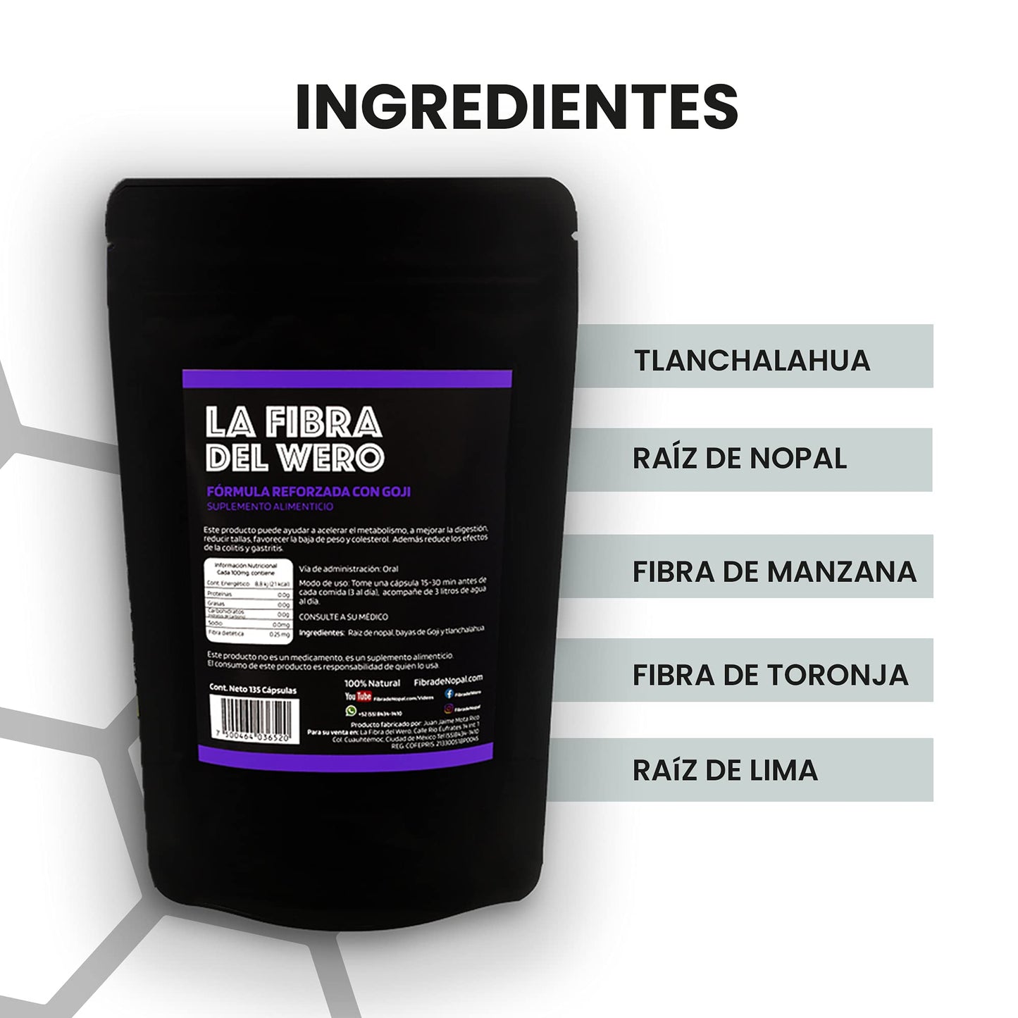 La Fibra del Wero Cactus Fiber with Goji Fruits Capsule, 1 Capsule