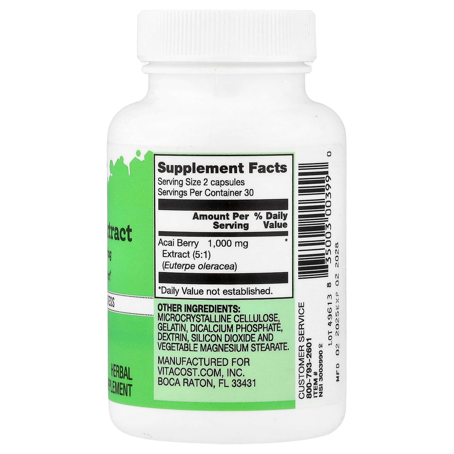 Vitacost Acai Berry Extract Capsule, 60 Capsules