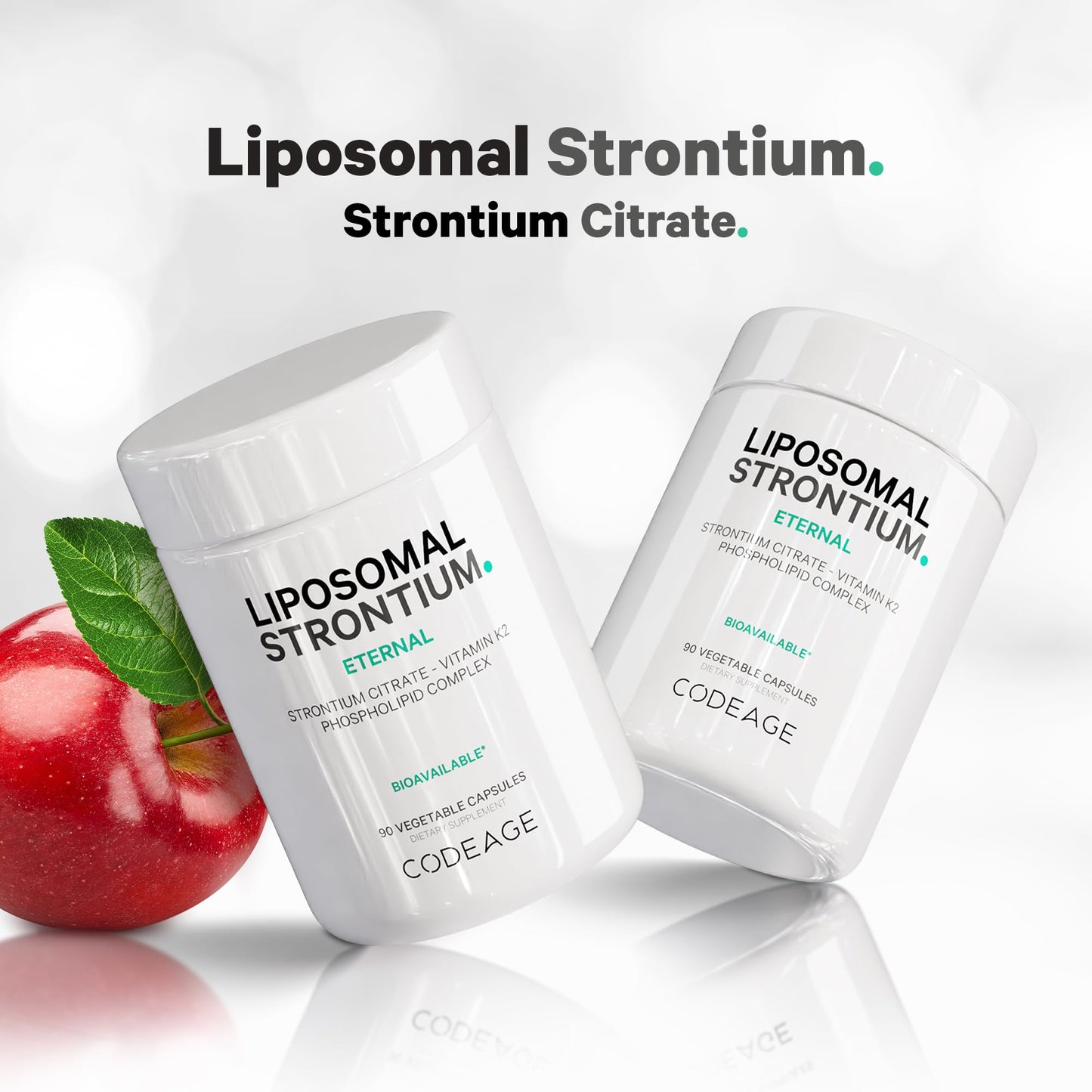 Codeage Liposomal Strontium Supplement - Strontium Citrate, Vitamin K2 MK-7, Liposomal Delivery, Non-GMO, Gluten-Free Capsules 90 Count