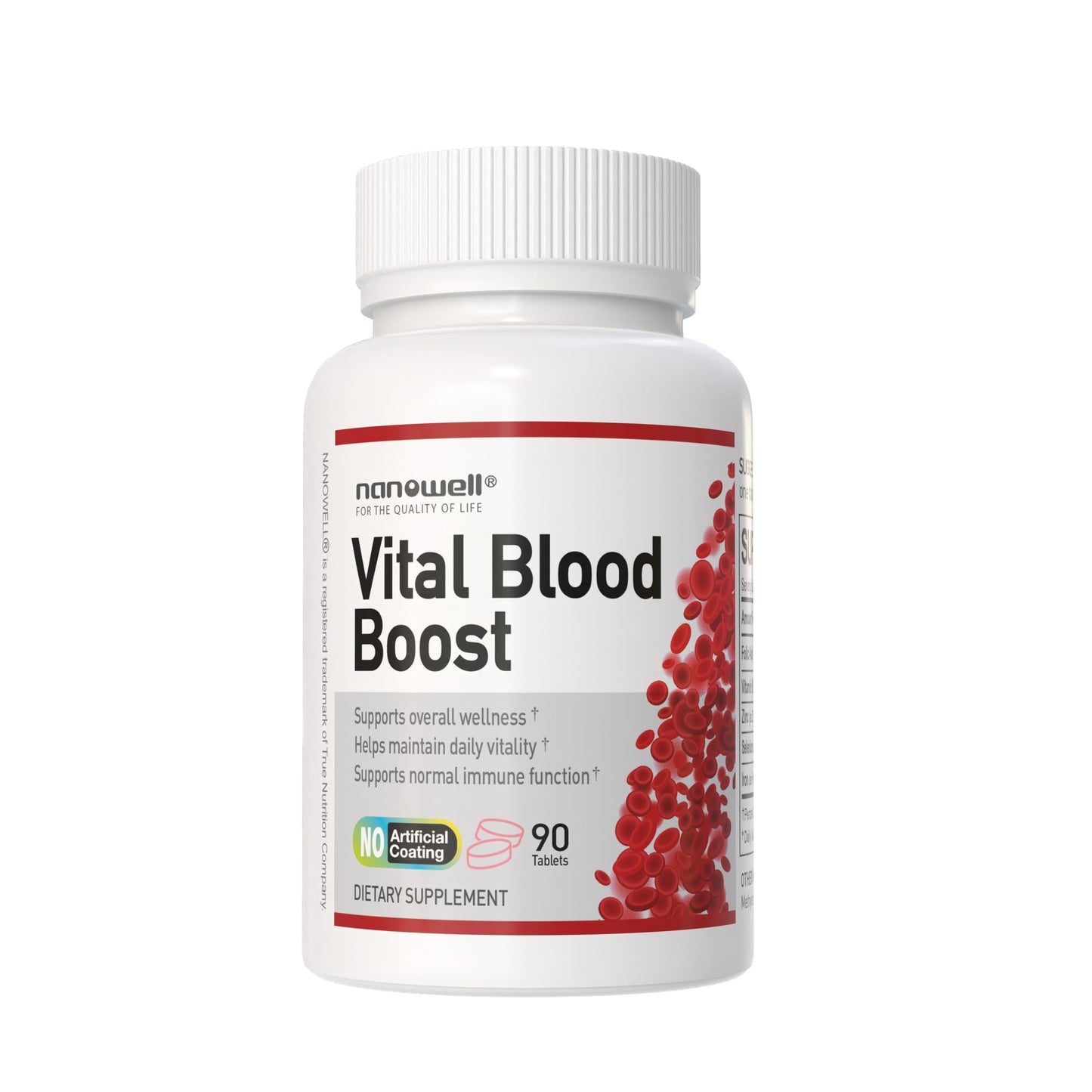 NANOWELL Vital Blood Boost Iron with Selenium, Zinc, Vitamin B12 & Folic Acid Tablets, 270 Count