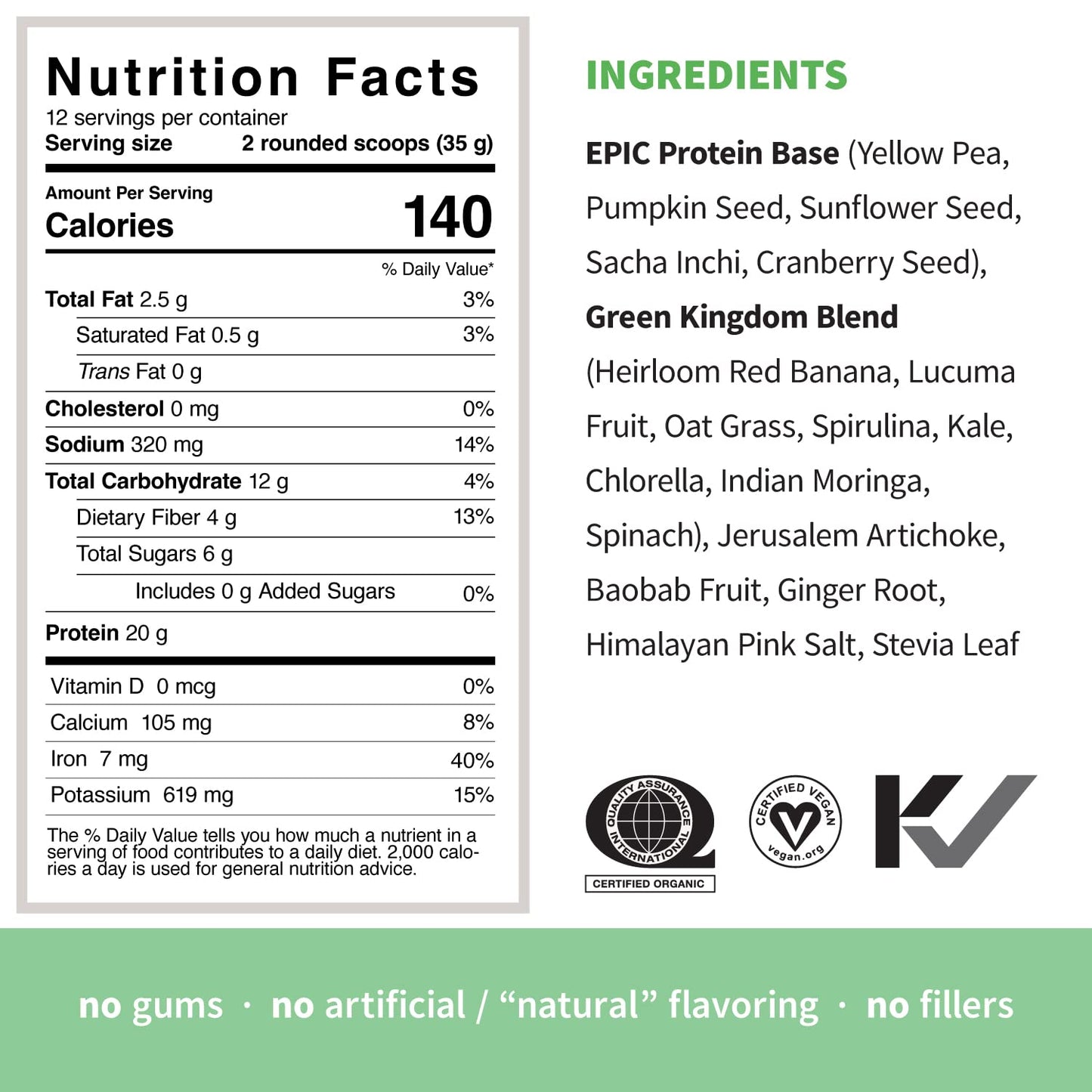 Sprout Living Epic Protein Bundle - Vanilla Lucuma & Green Kingdom Protein Powder, 20g Organic Plant-Based, 2-Pack