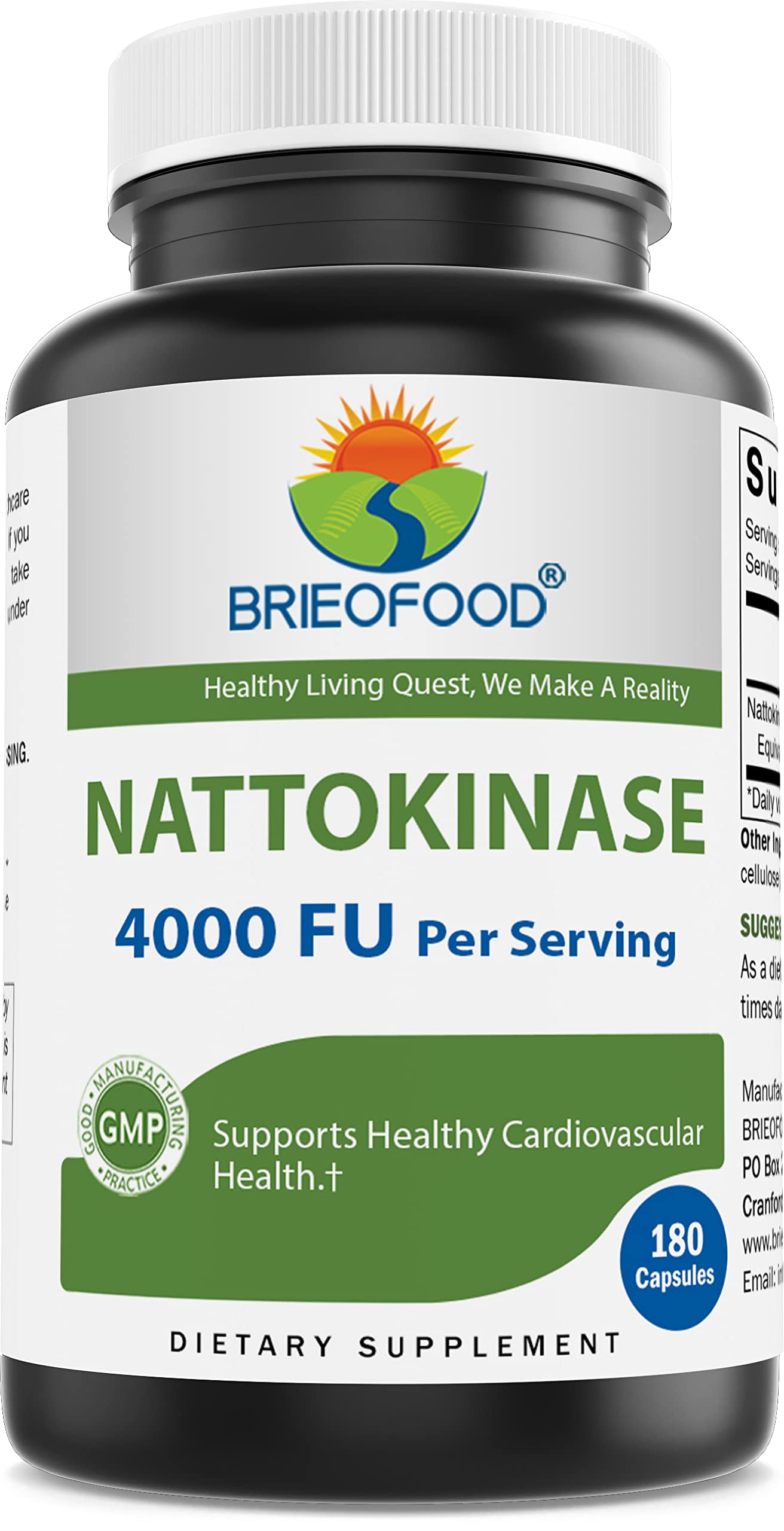 Brieofood Nattokinase 4000 FU (Fibrinolytic Unit) per Serving Capsules 180