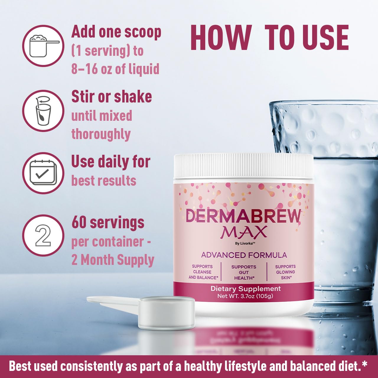 LIVORKA DermaBrew Max Powder 12 oz Pack of 2