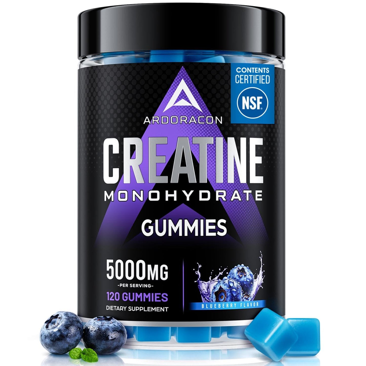 ARDORACON NSF Certified Creatine Gummies 6-in-1 with Taurine + Electrolytes, 110 Count