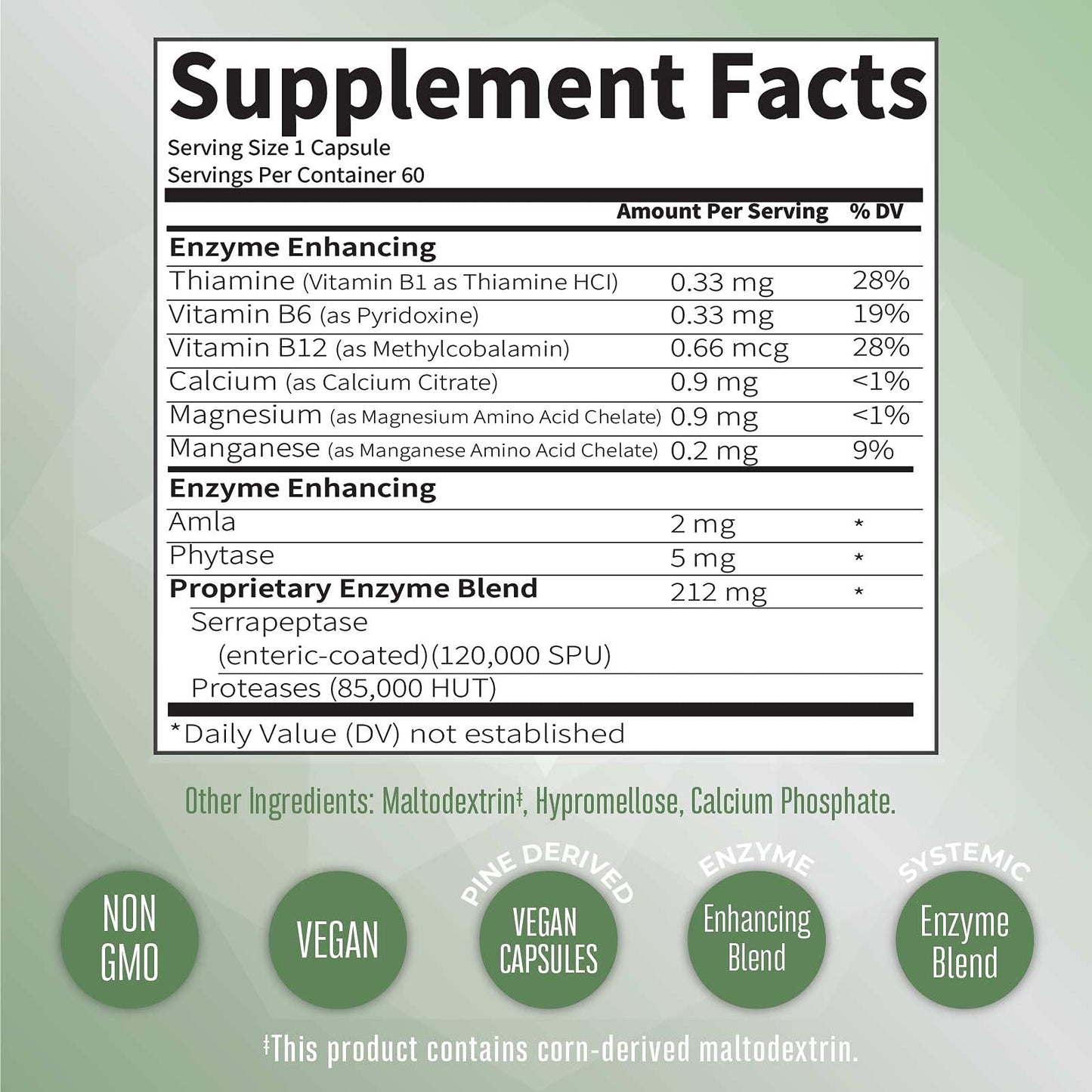 MaryRuth's Serrapeptase Enzymes Capsules, 60 Count