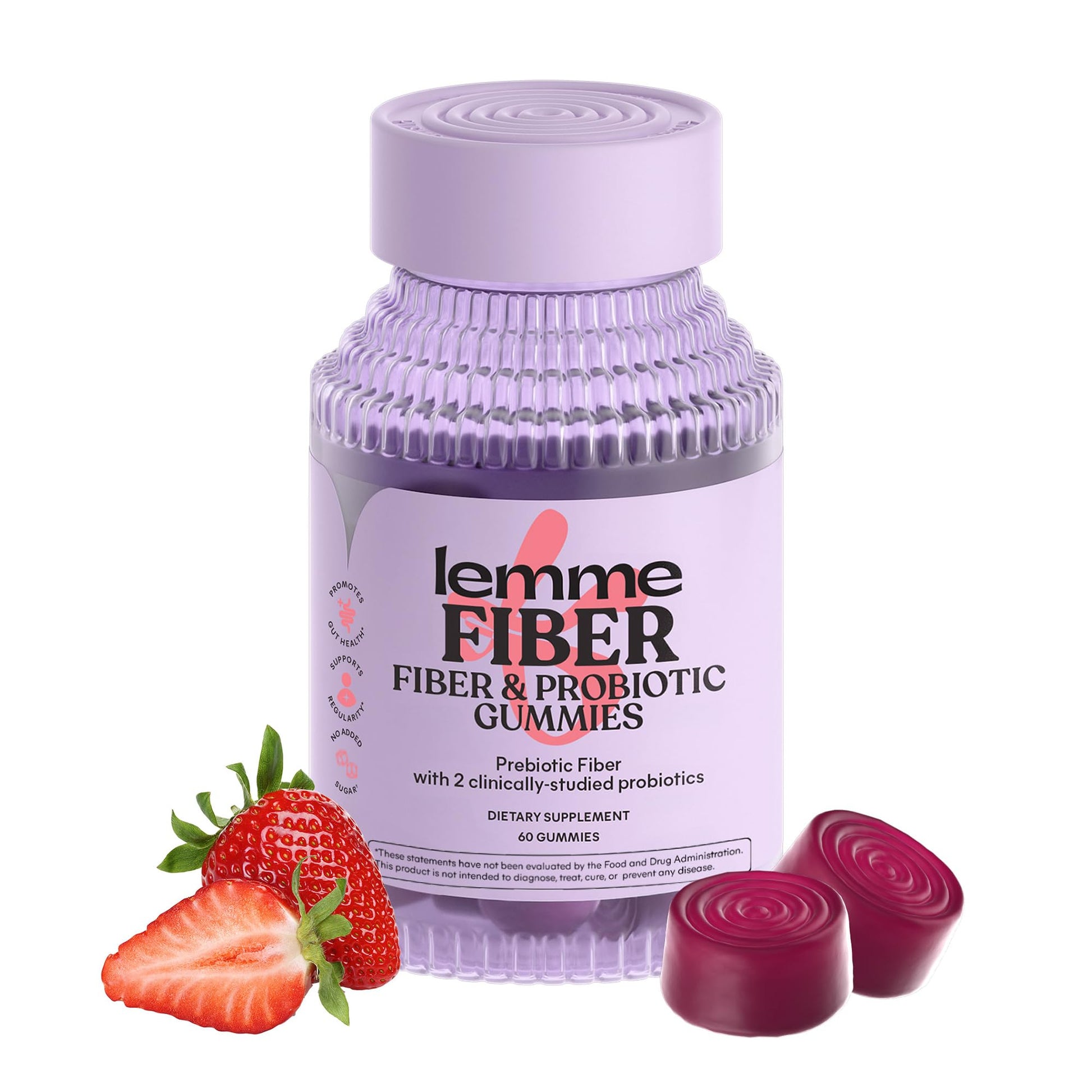 Lemme Fiber & Probiotic Gummies for Adults Gummy, 60 Count