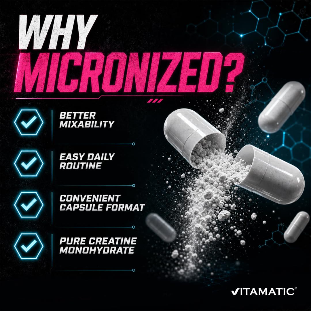 Vitamatic Micronized Creatine Monohydrate 3000 mg Capsule, 250 Capsules