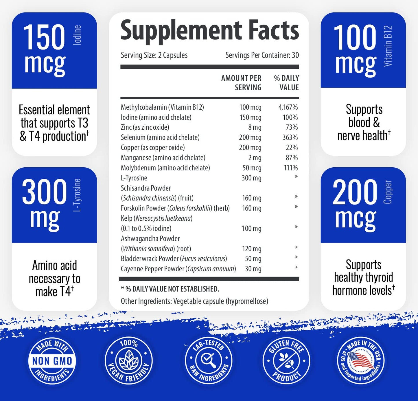1 Body Thyroid Support Supplement Capsule, 120 Capsules
