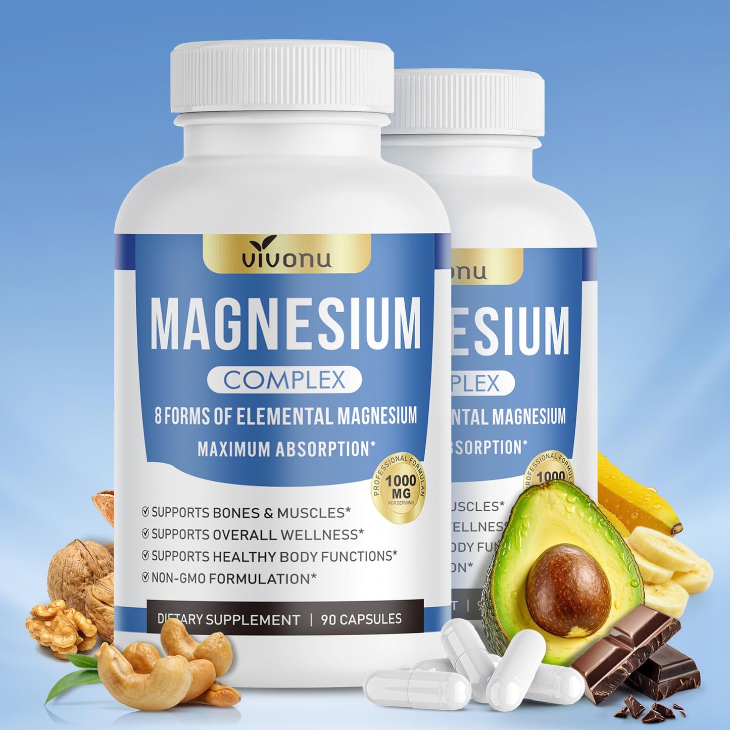 VivoNu Magnesium Complex Capsules 1000mg, 240 Count