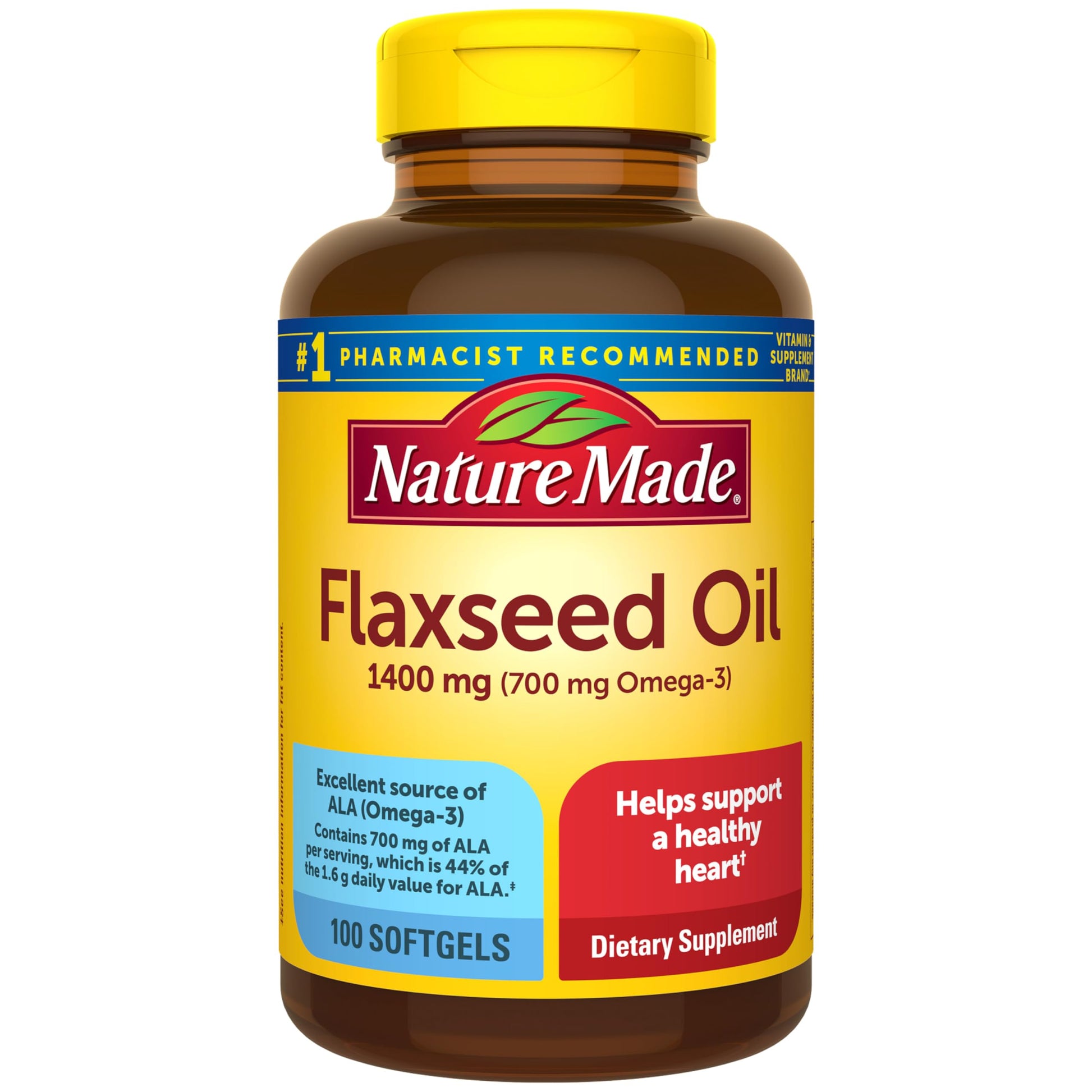 Nature Made Extra Strength Flaxseed Oil 1400 mg Softgels, 100 Count