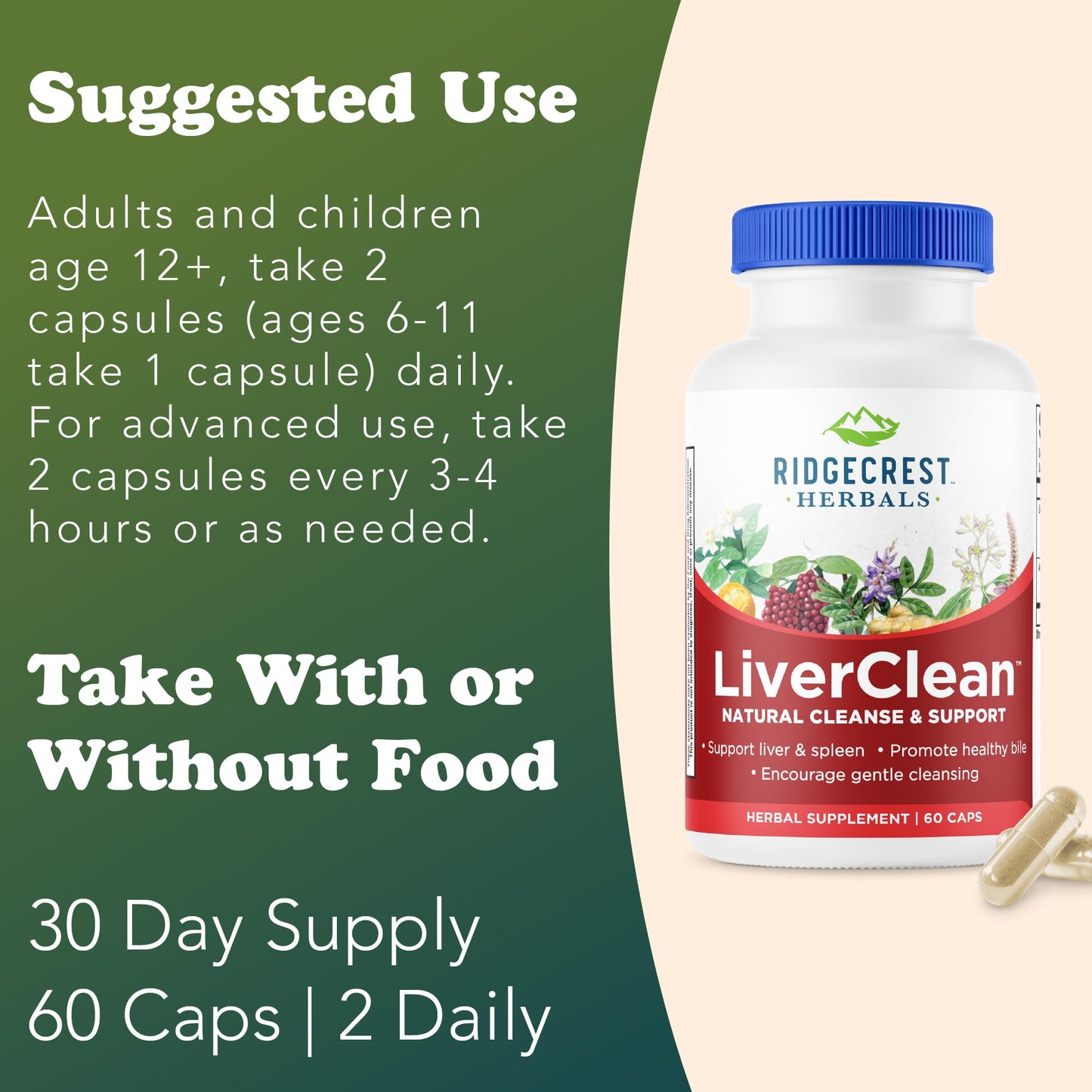RidgeCrest Herbals LiverClean Herbal Liver Support Formula 60 Capsules