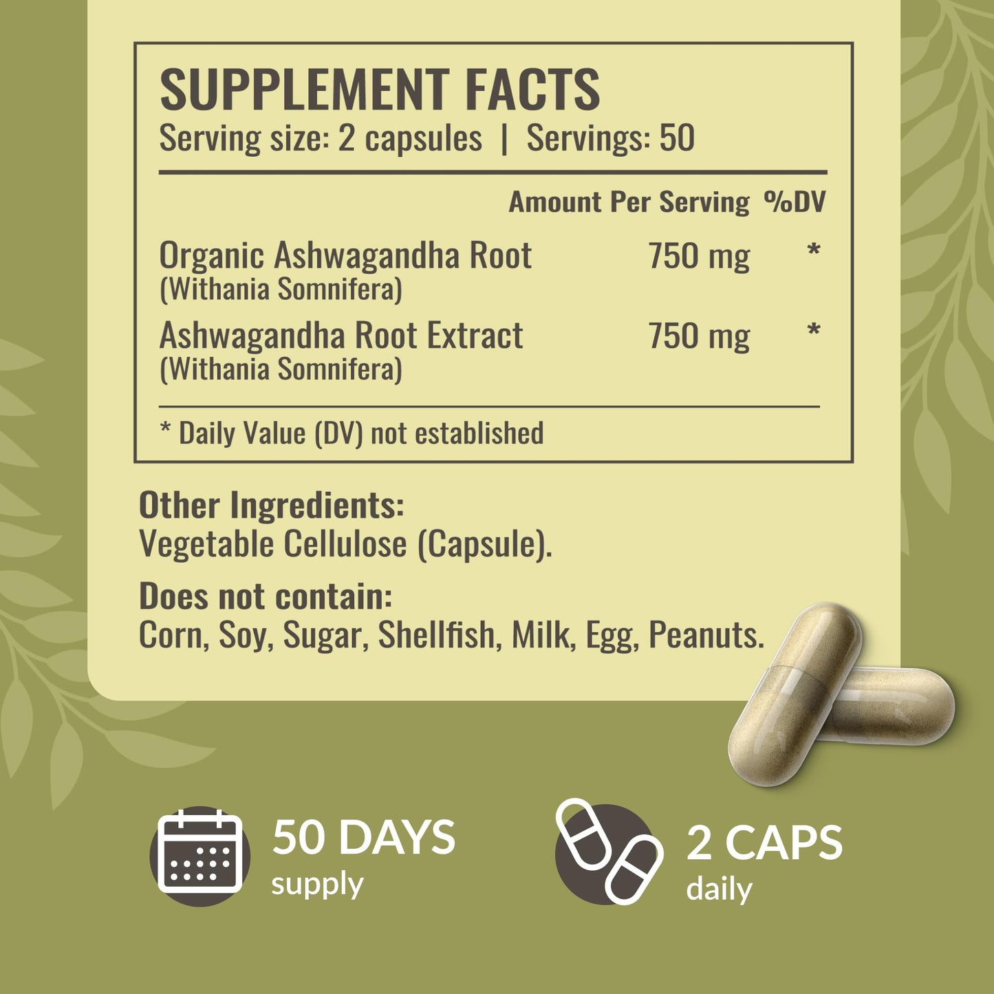 HERBAMAMA Ashwagandha 1500 mg Capsule, 100 Capsules