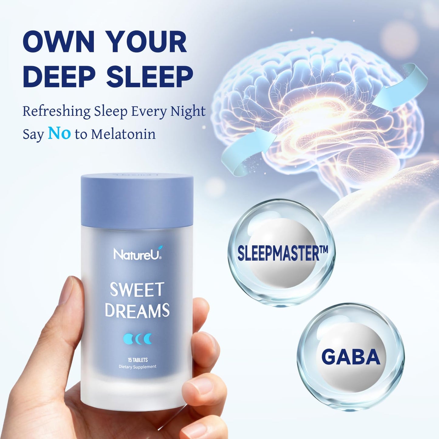 NatureU Melatonin Free Sleep Supplement for Adults Tablet, 15 Tablets