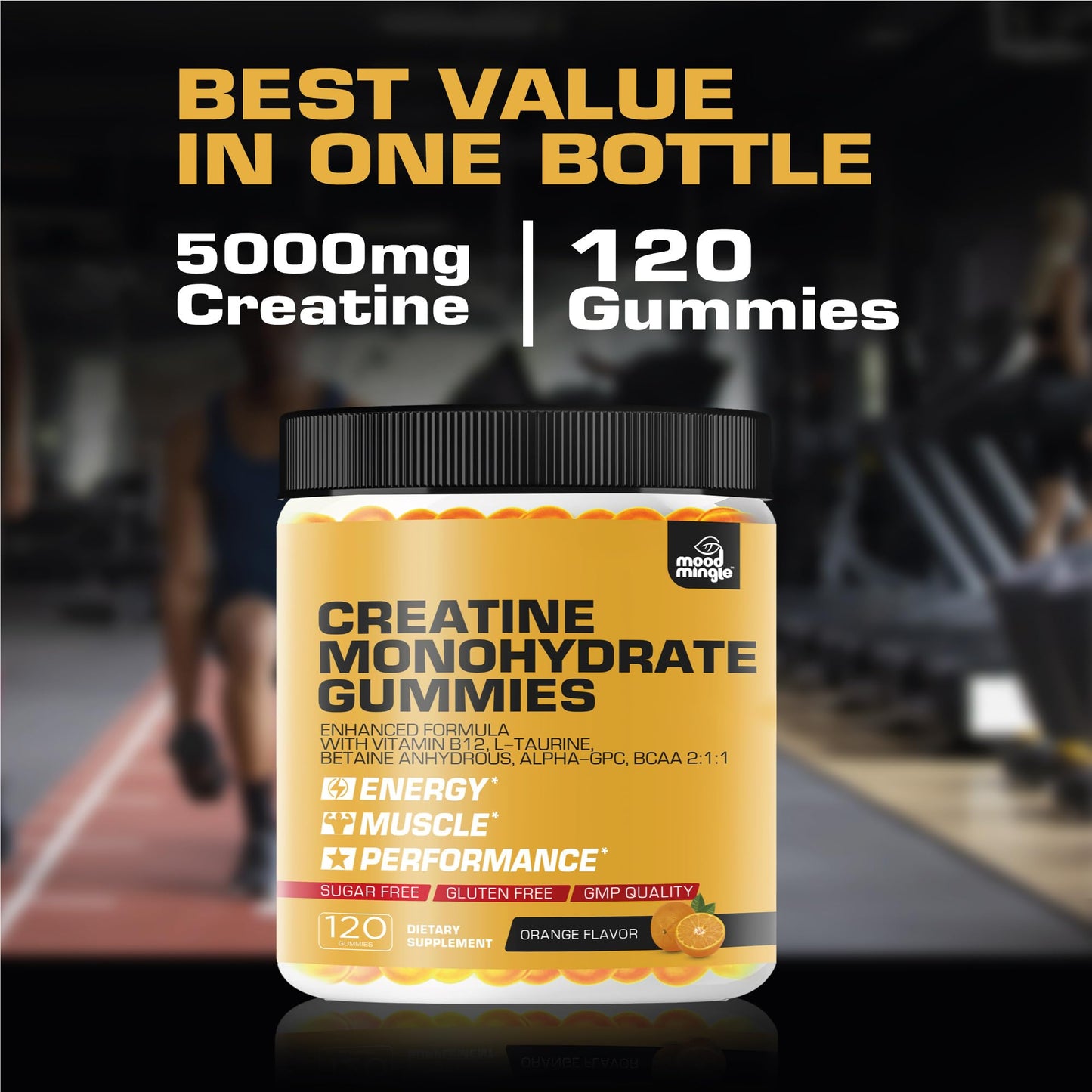 Mood Mingle Creatine Monohydrate Gummies 5g, 120 Gummies