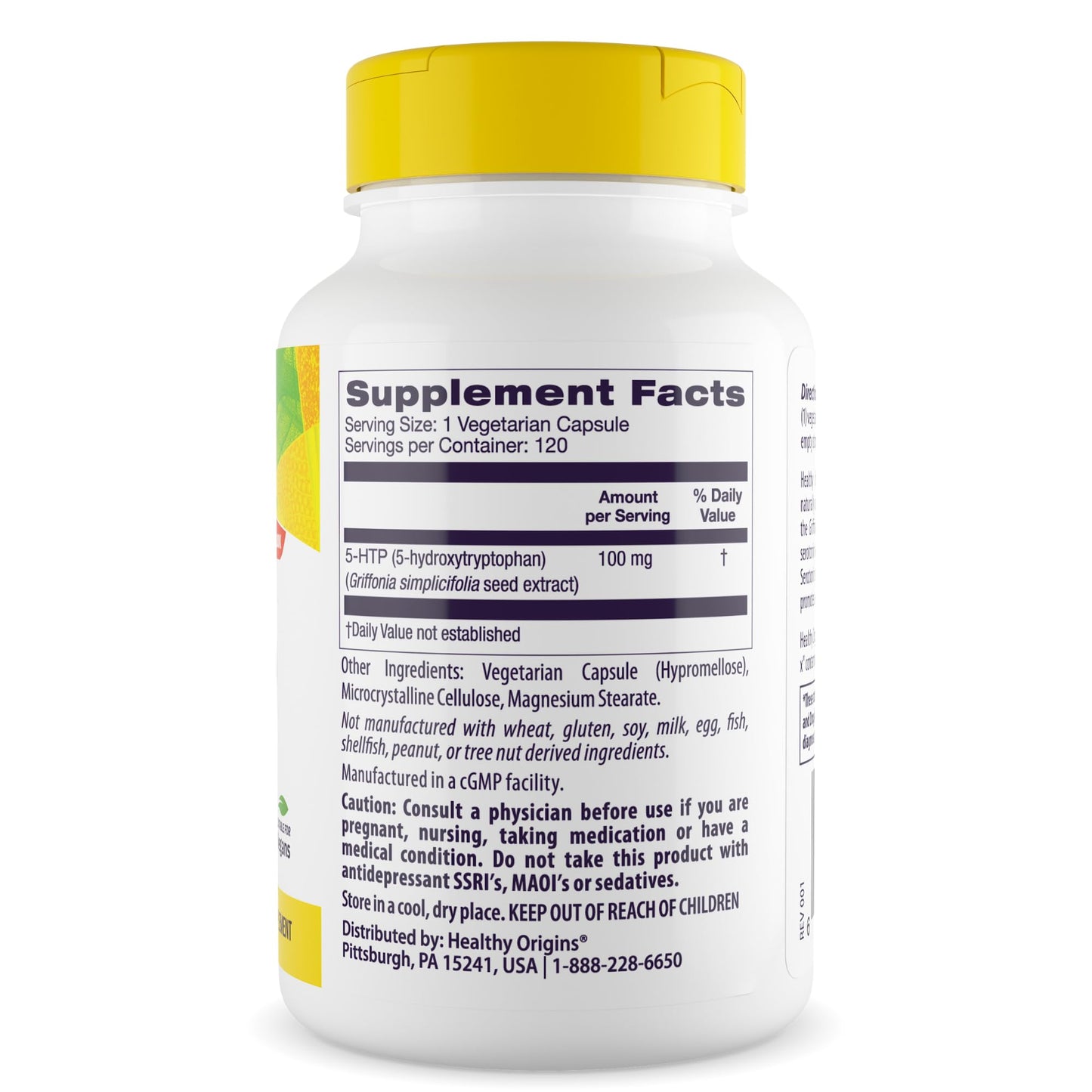 Healthy Origins 5-HTP 100 mg Capsules, 120 Count