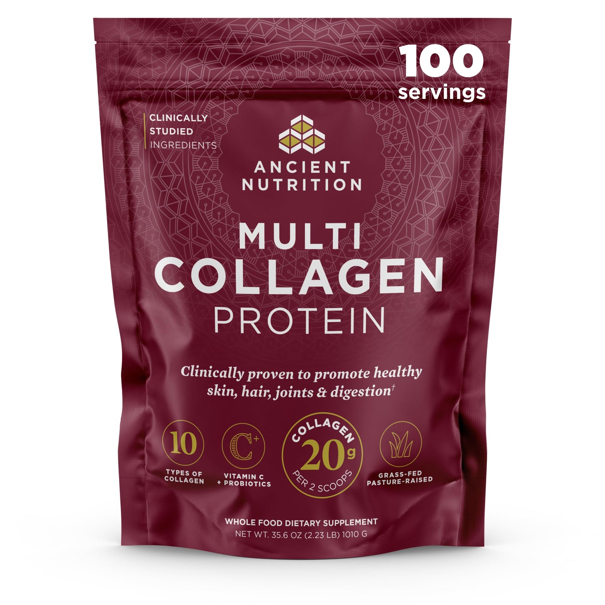 Ancient Nutrition Collagen Peptides Powder, Multi Collagen Protein, Unflavored, 100 Servings
