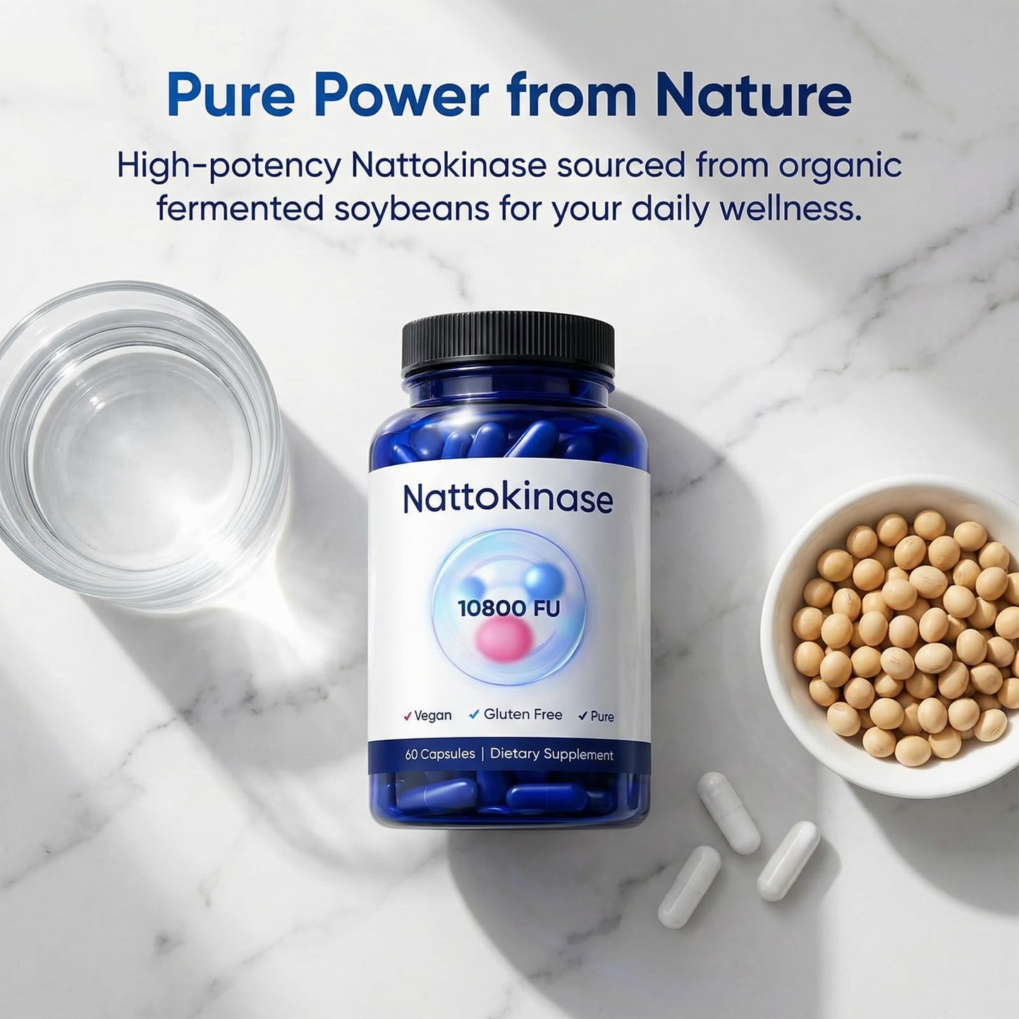 Art anime Ultimate Nattokinase Capsules Nattokinase Supplement 10800 FU Per Serving Daily Wellness Support, Vegan Gluten Free, 60 Capsules
