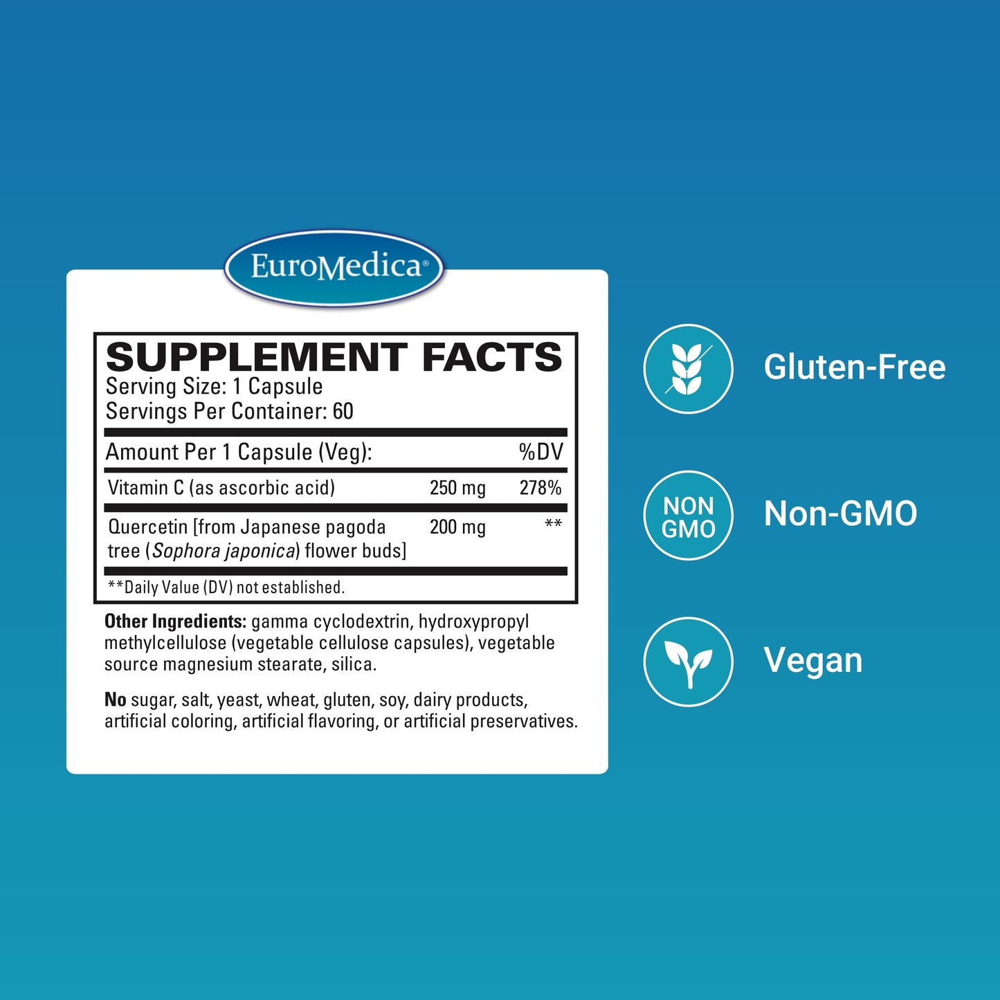 EuroMedica Quercetin Plus Vitamin C 60 Capsules