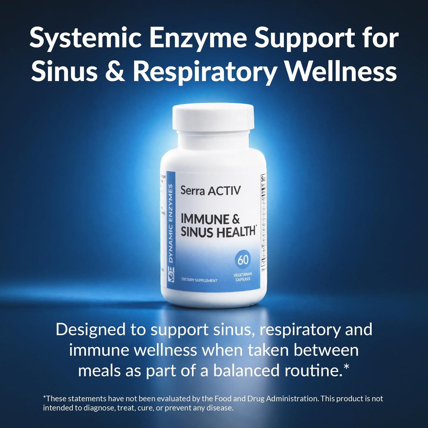 Dynamic Enzymes Serra ACTIV Systemic Enzymes – Serrapeptase 120,000 SPU with Acid-Resistant Delivery – Supports Sinus, Respiratory & Circulatory Wellness, 60 Capsules