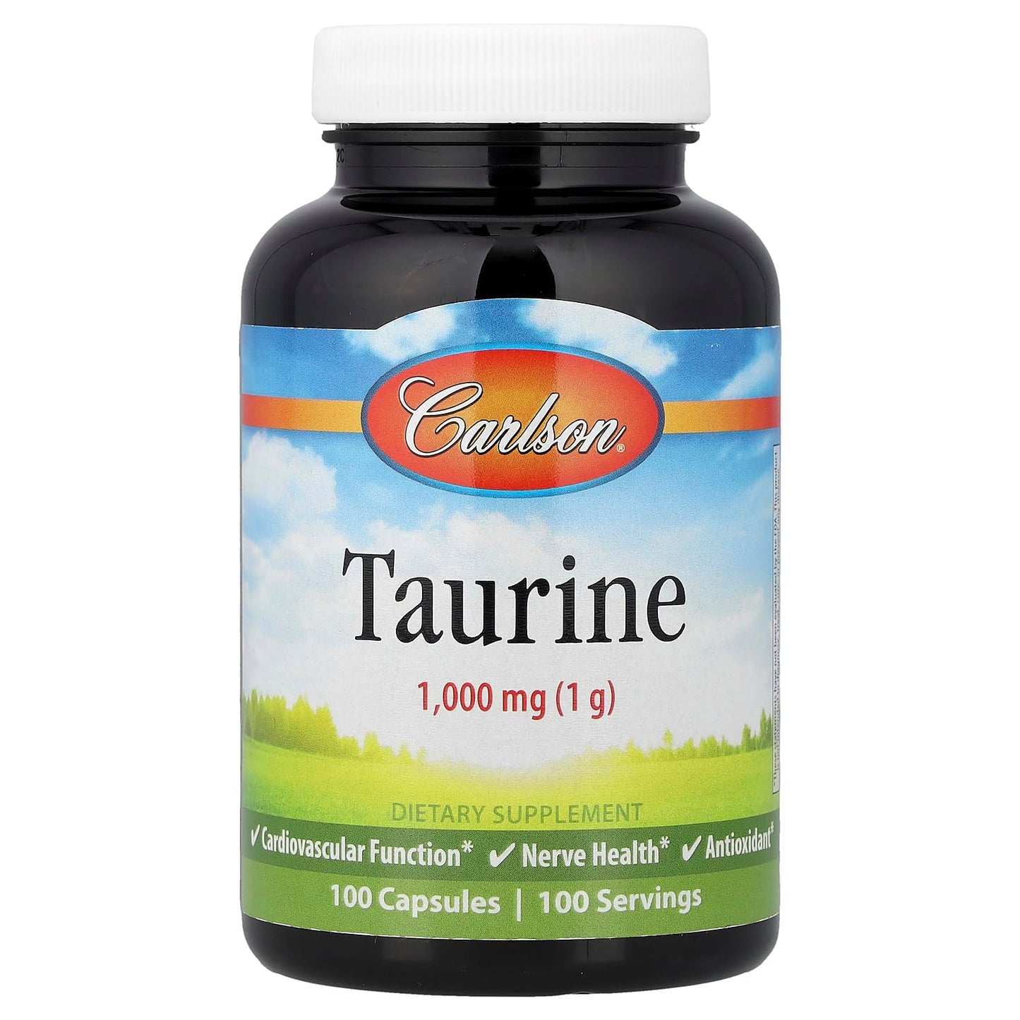 Carlson Taurine Free-Form Amino Acid for Nerve Health & Muscle Function Capsule, 100 Count
