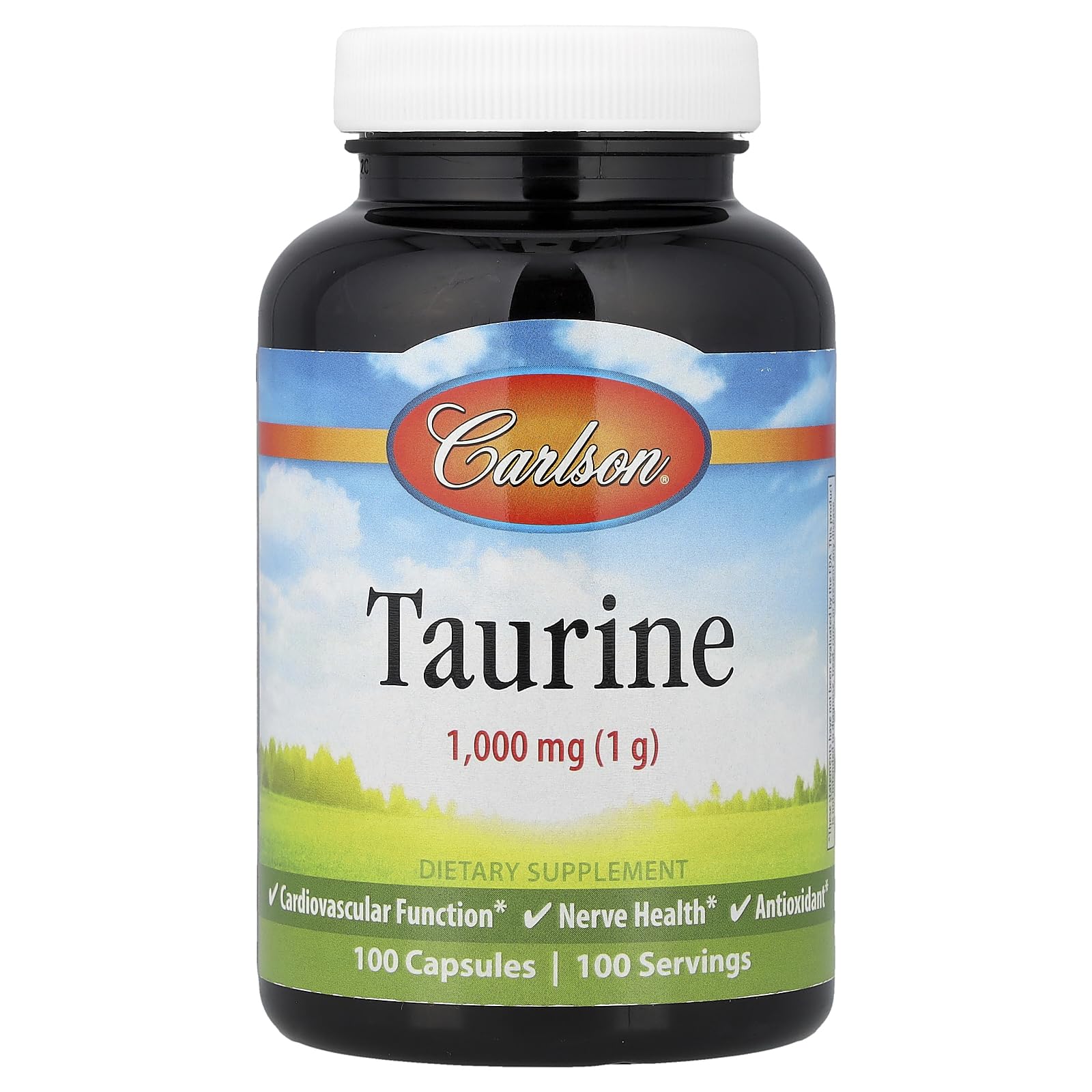 Carlson Taurine Free-Form Amino Acid for Nerve Health & Muscle Function Capsule, 100 Count