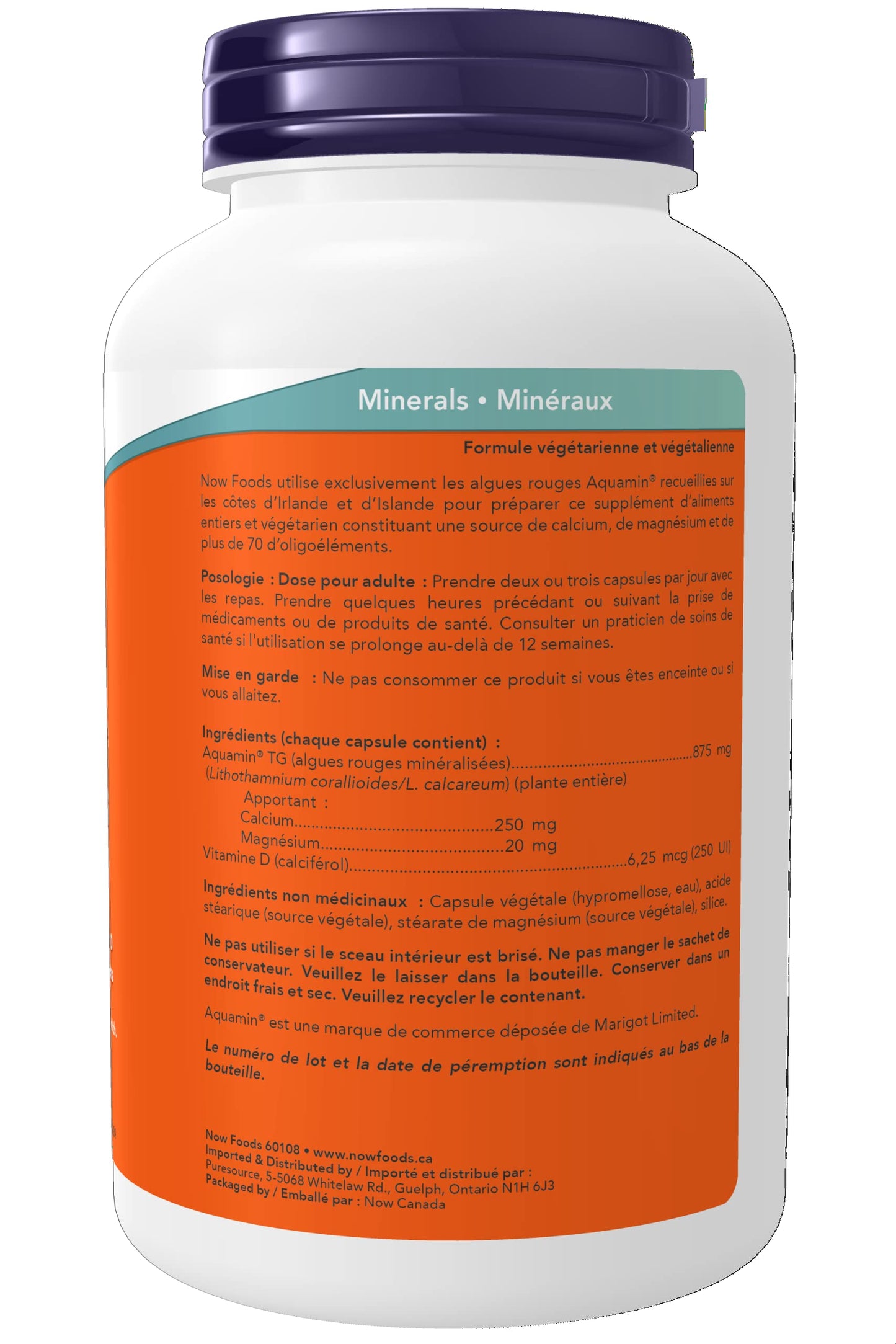 NOW Foods Red Mineral Algae Plus Vitamin D-2 Vegetarian Calcium Joint Health, 180 Capsules