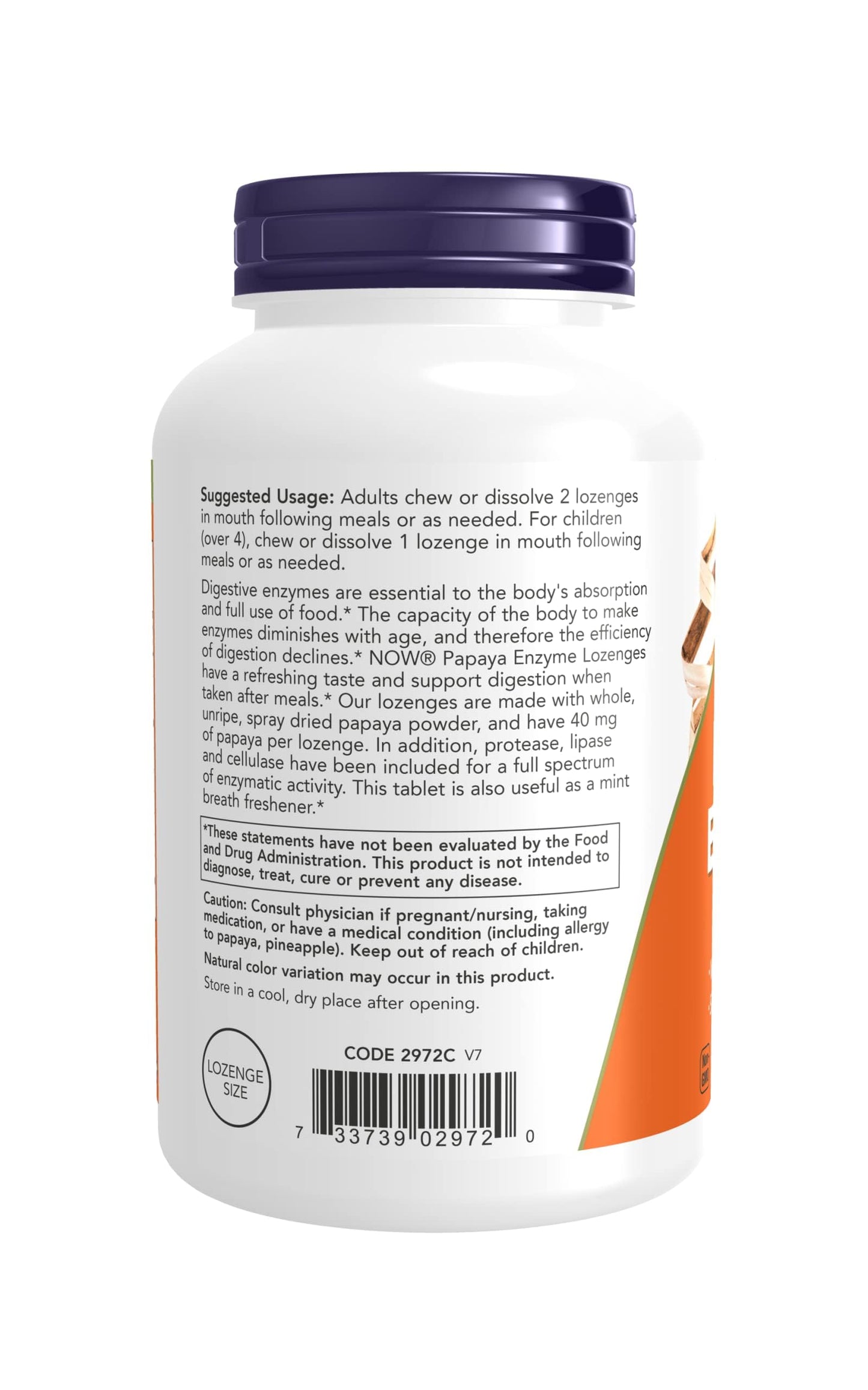NOW Foods Papaya Enzymes Chewable 360 Lozenges