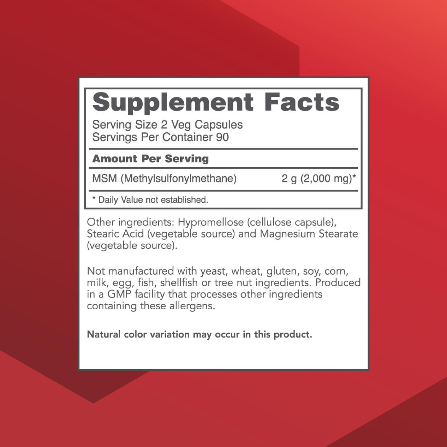 PROTOCOL FOR LIFE BALANCE MSM Bioavailable Sulfur - 1,000mg - Supports Joint Health & Healthy Hair, Skin & Nails* - Vegan & Non-GMO, 180 Capsules