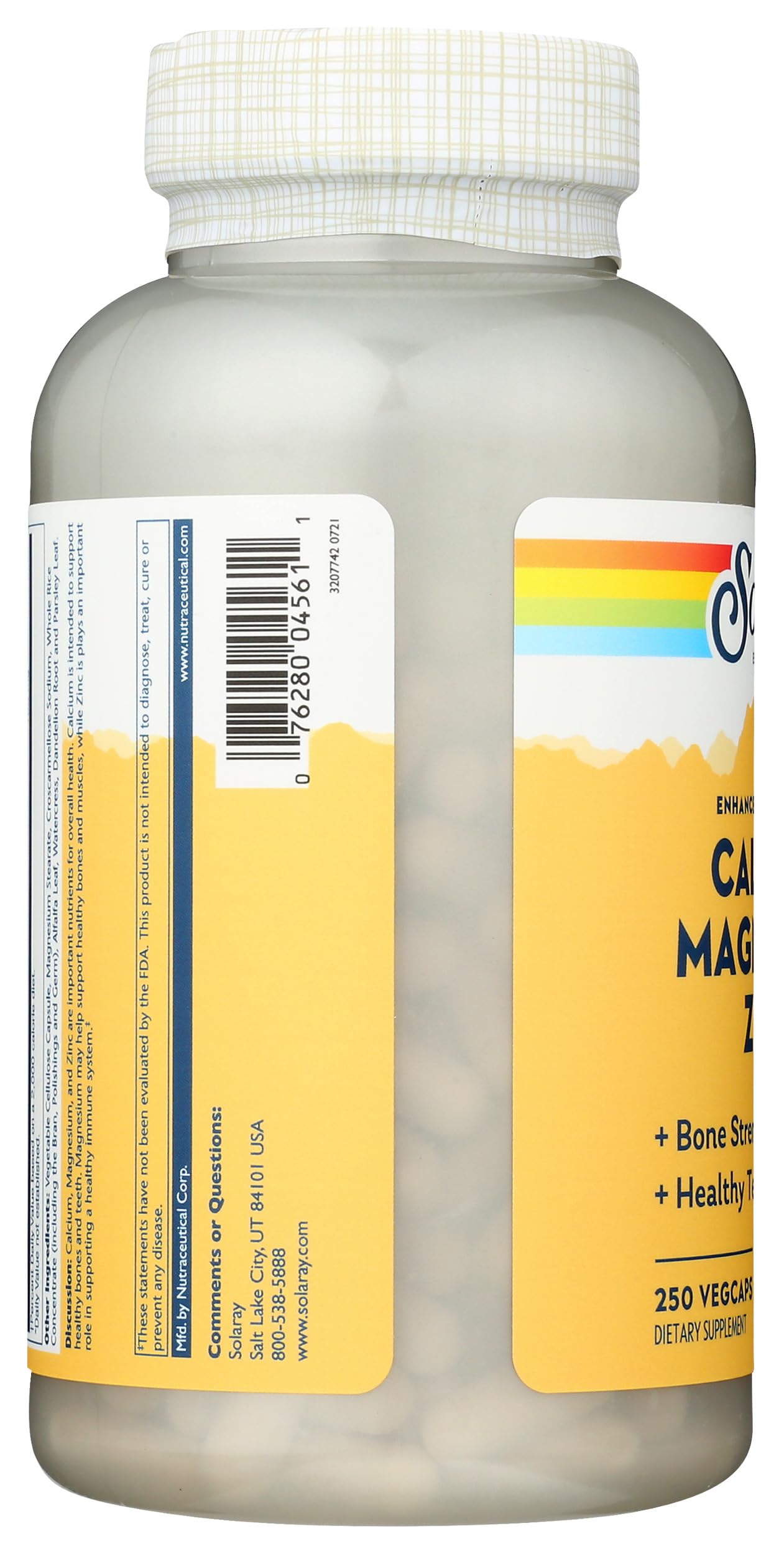 Solaray Calcium, Magnesium, Zinc Capsules, 250 Count