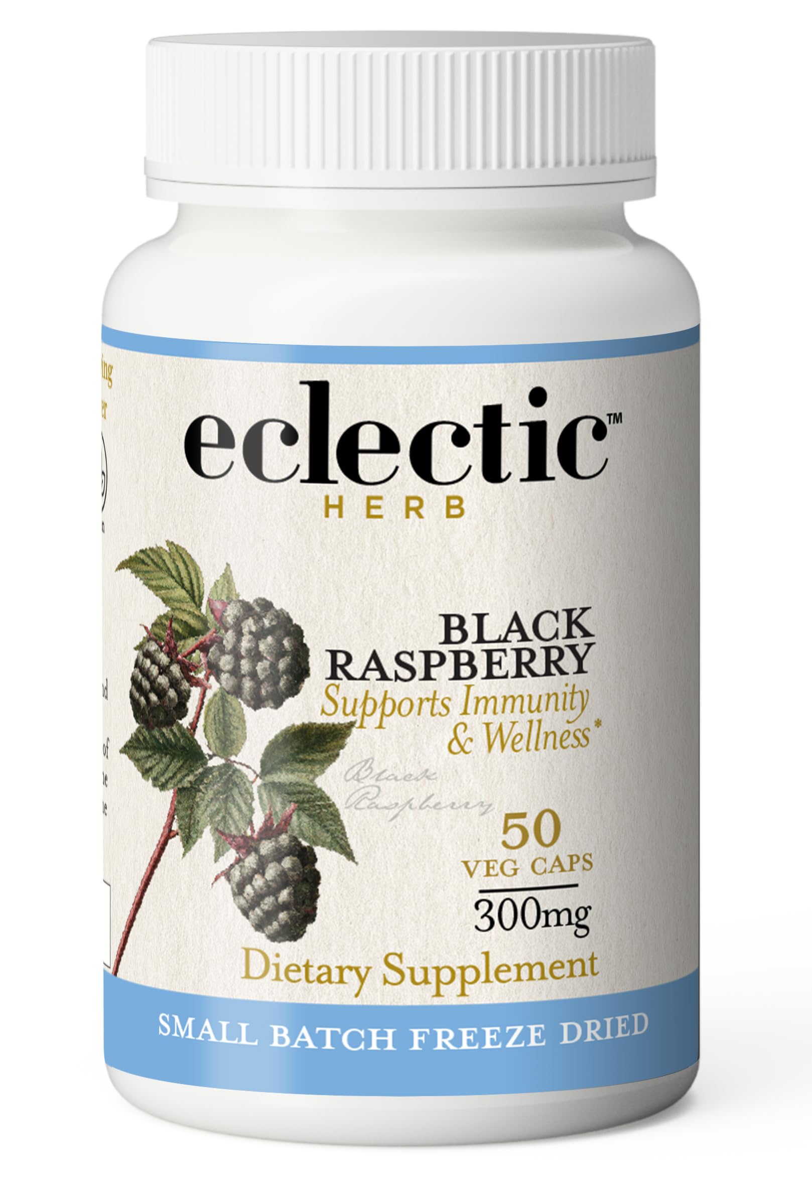 Eclectic Institute Raw Fresh Freeze-Dried Non-GMO Black Raspberry Capsules, 50 Count