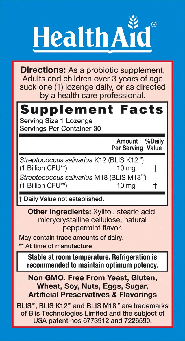 HealthAid OralProbio BLIS K12 & M18 Probiotic Tablet 30 Count