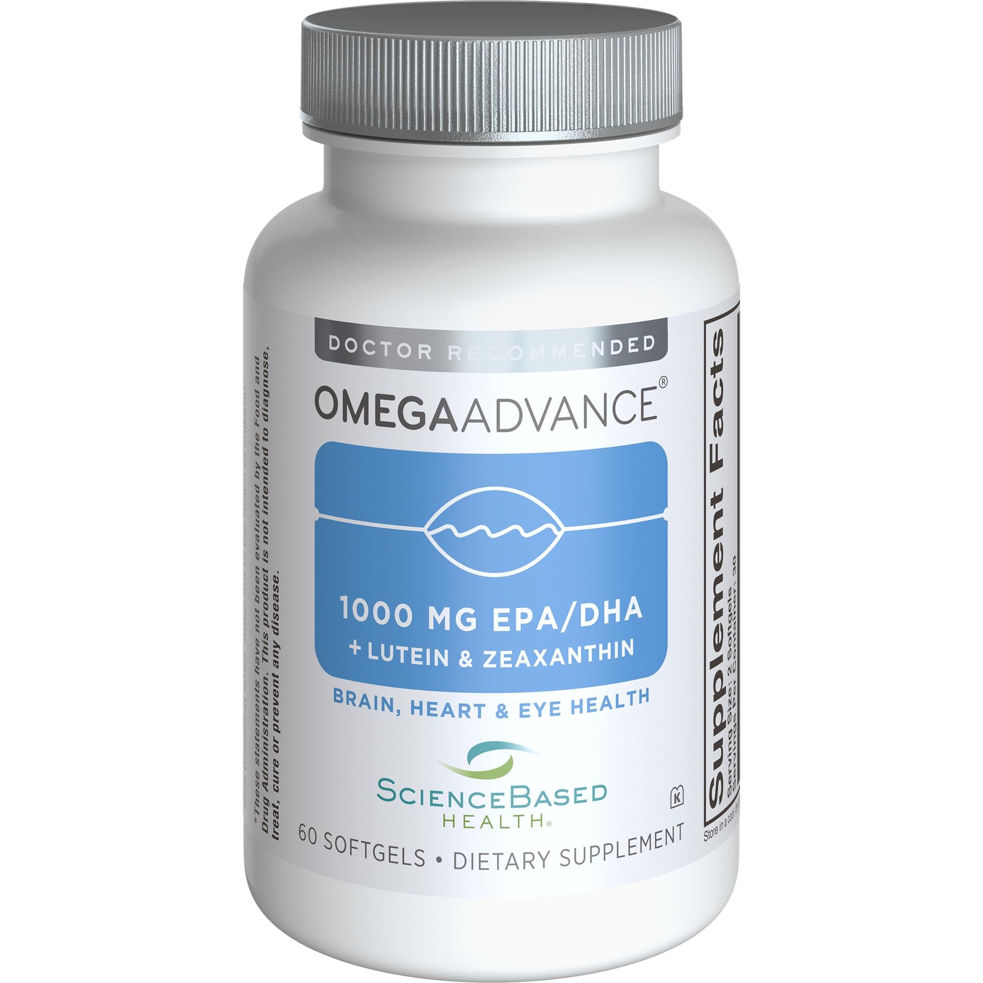ScienceBased Health OmegaAdvance Omega-3 Fish Oil Supplement 1000 mg EPA & DHA Triglyceride Form with Lutein & Zeaxanthin Softgels 60