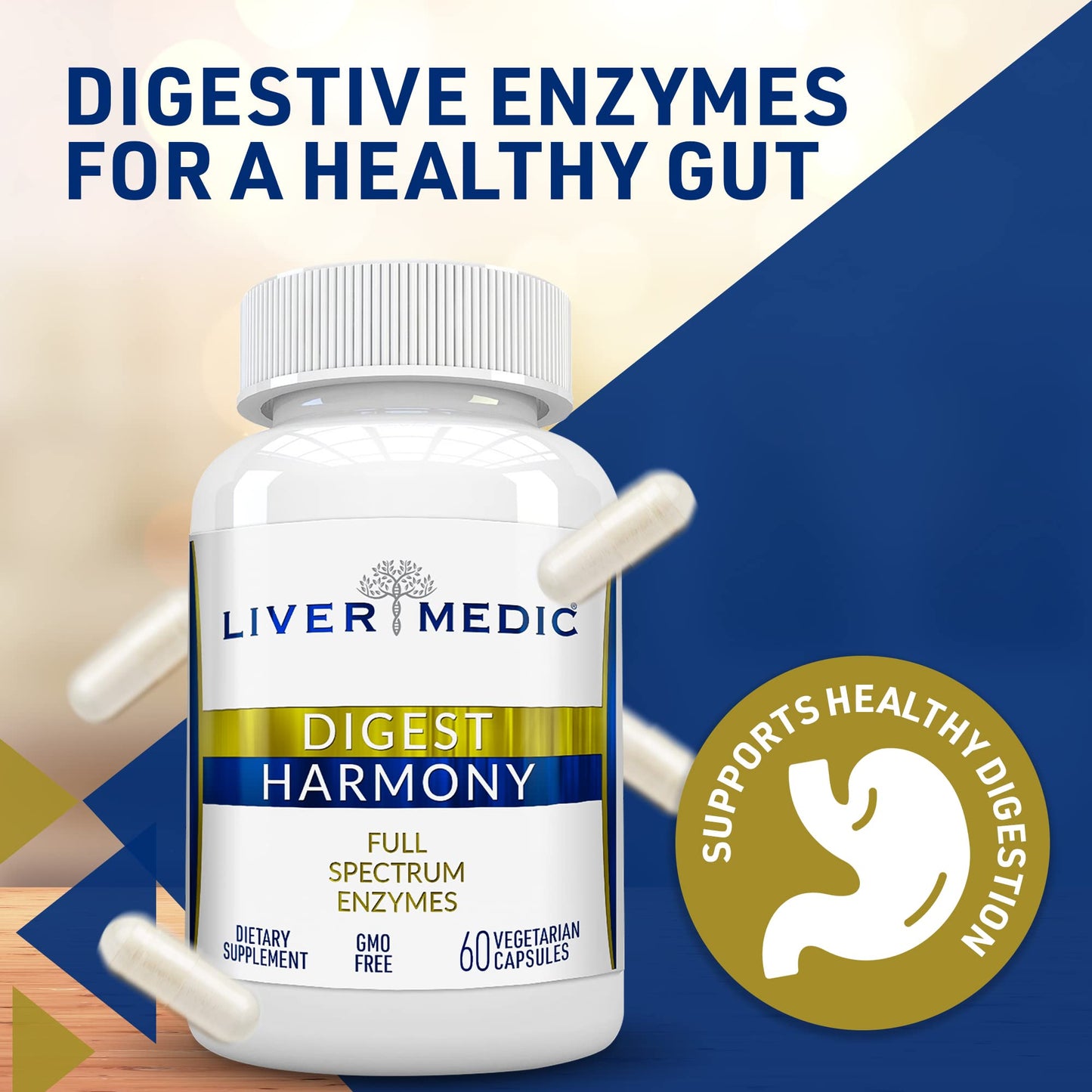 Liver Medic Digest Harmony Maximum Strength Digestive Enzymes 120 Capsules