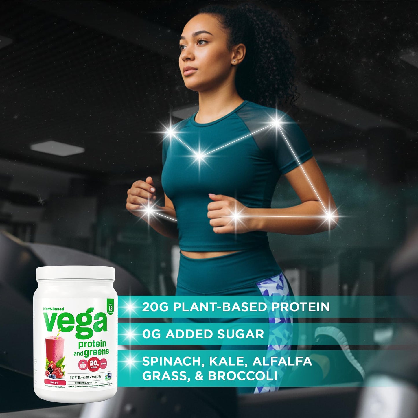Vega Premium Protein + Supergreens Berry Protein Powder, 18 Servings